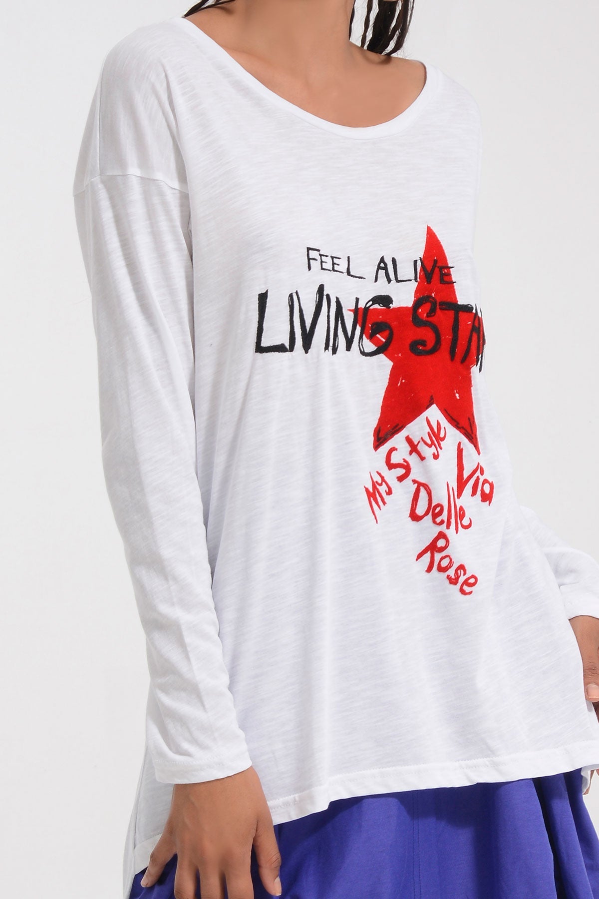 Beyaz Uzun T-shirt 8128