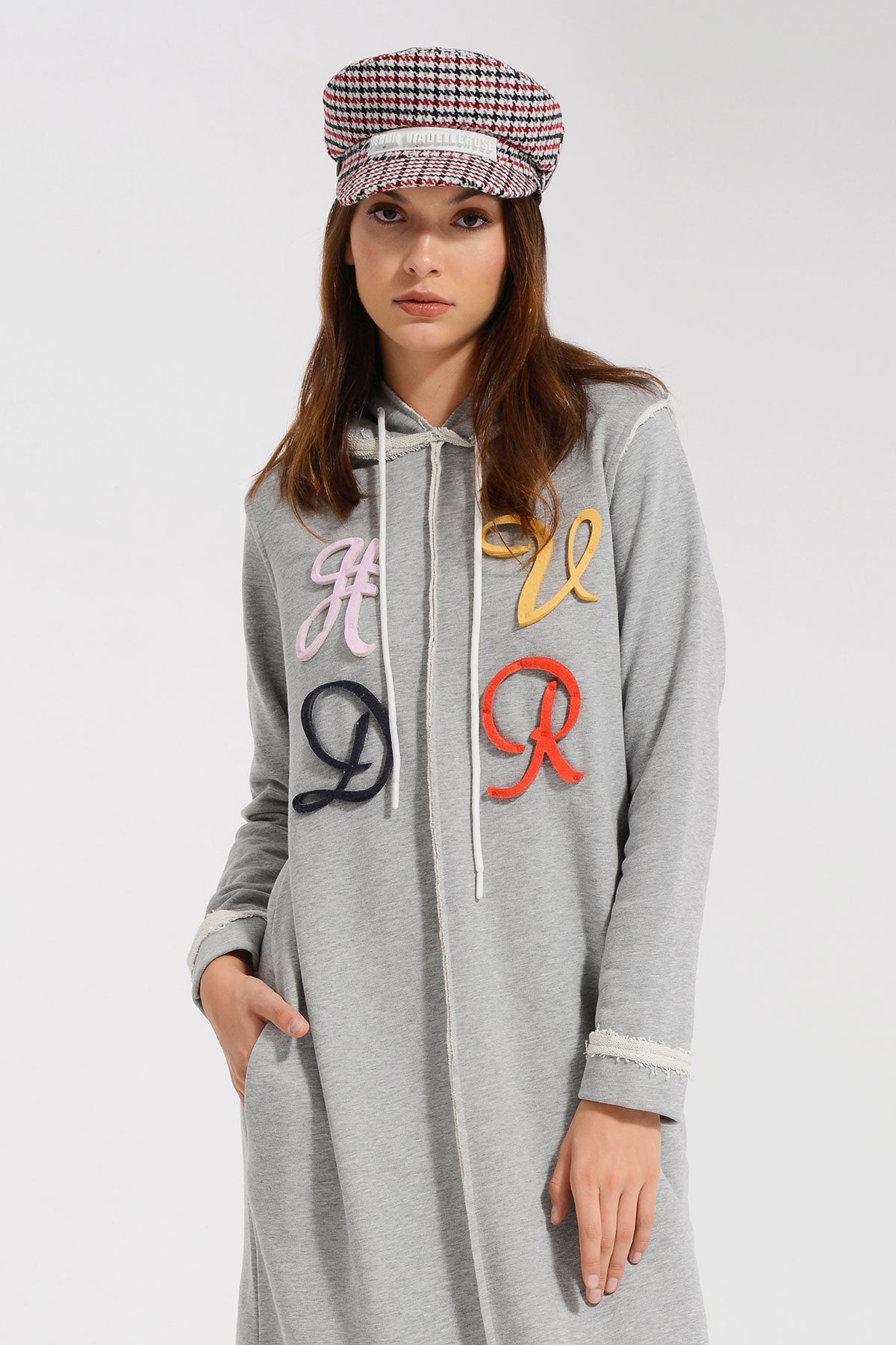 Gri Melanj Elbise 8236