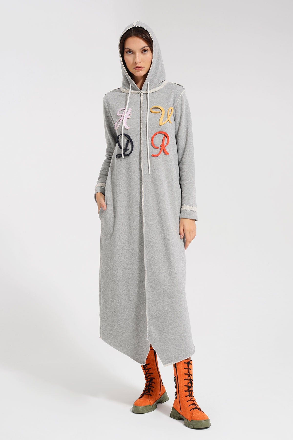 Gri Melanj Elbise 8236