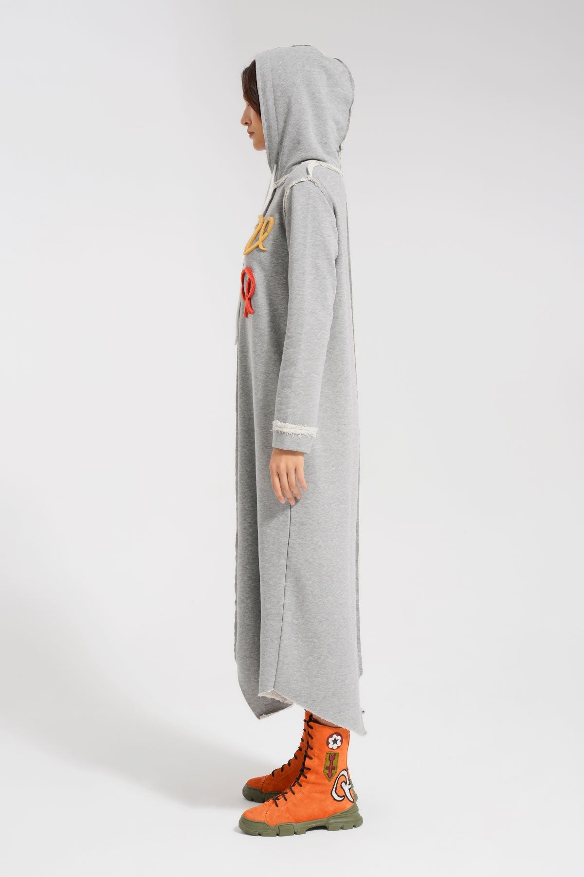 Gri Melanj Elbise 8236