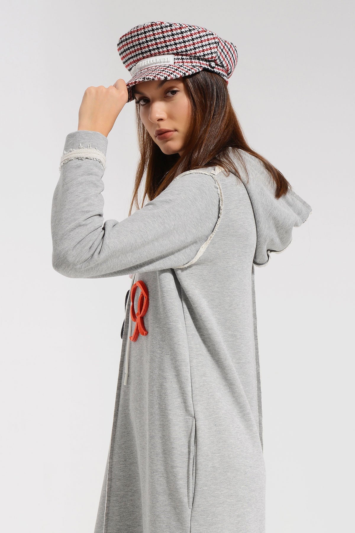 Gri Melanj Elbise 8236