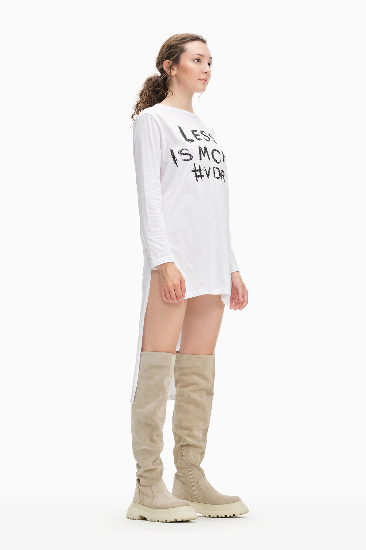 Beyaz Uzun T-shirt 10444