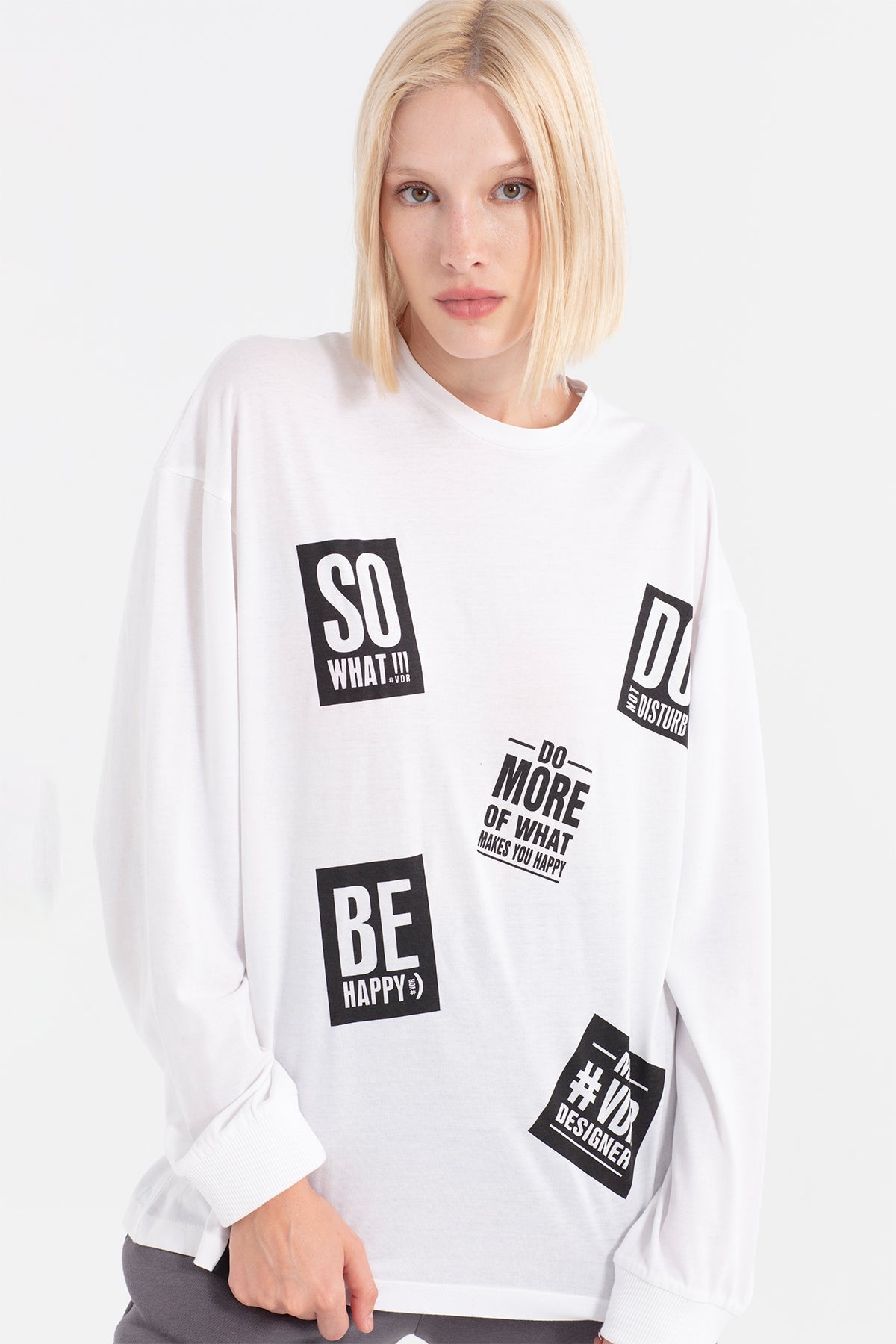Beyaz Uzun T-shirt 12356