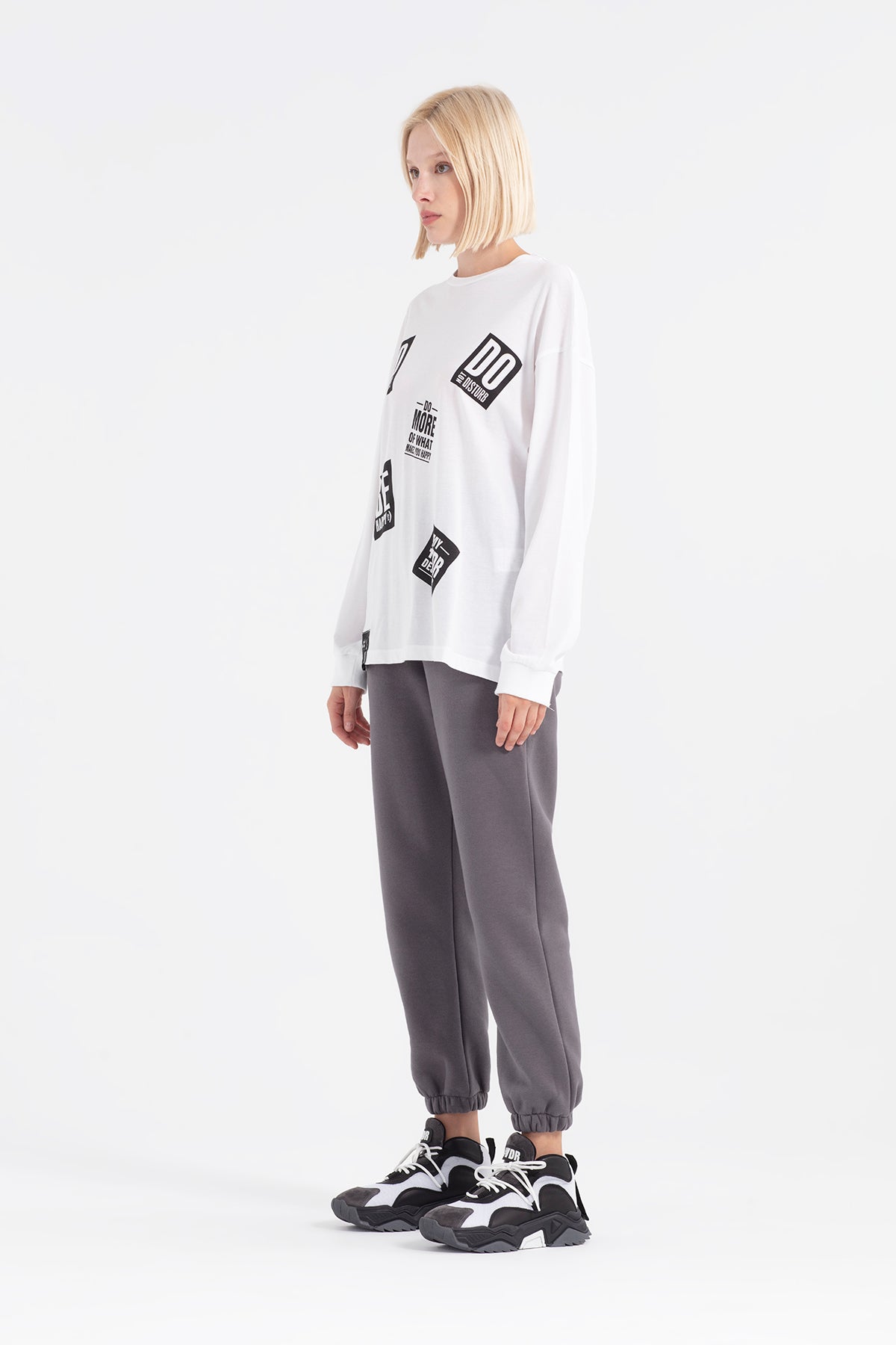 Beyaz Uzun T-shirt 12356