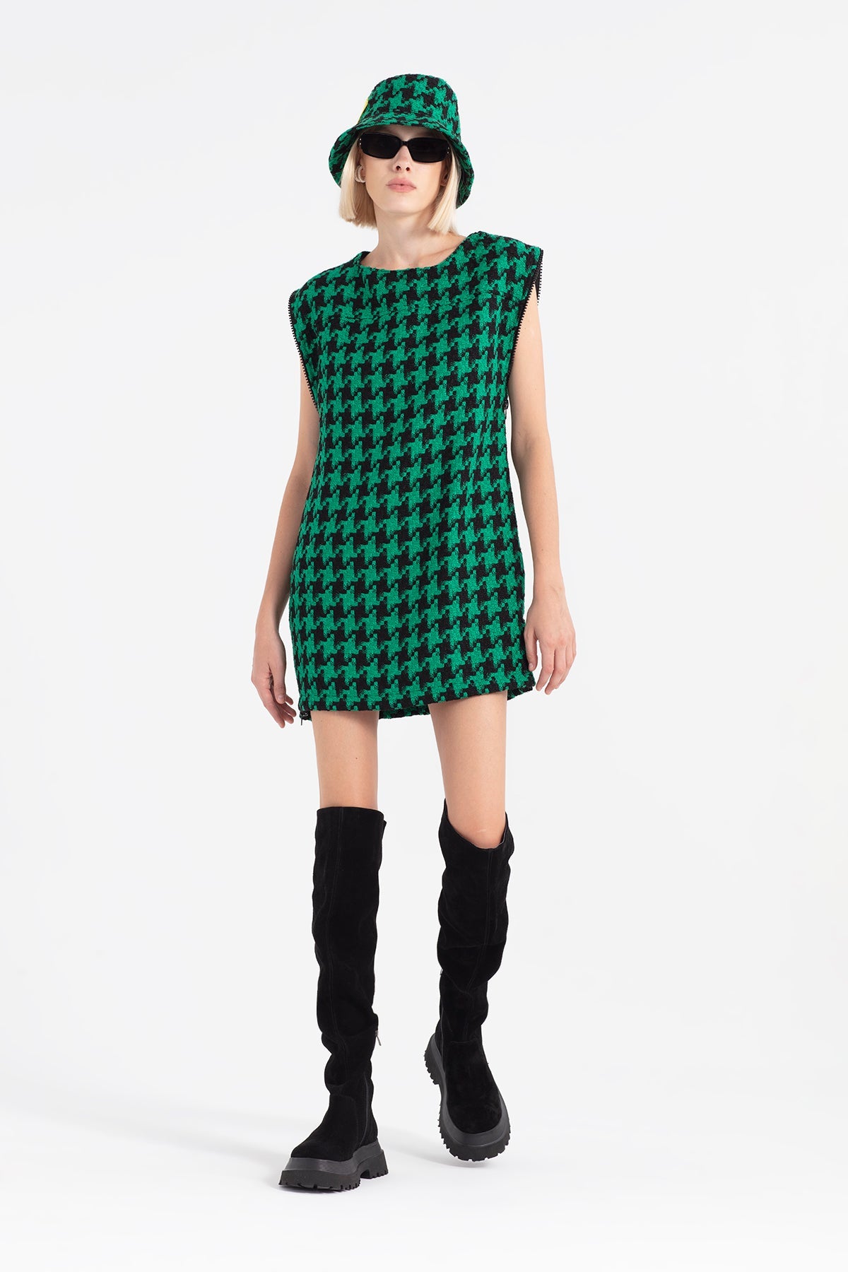 Yesil Siyah Elbise 12379