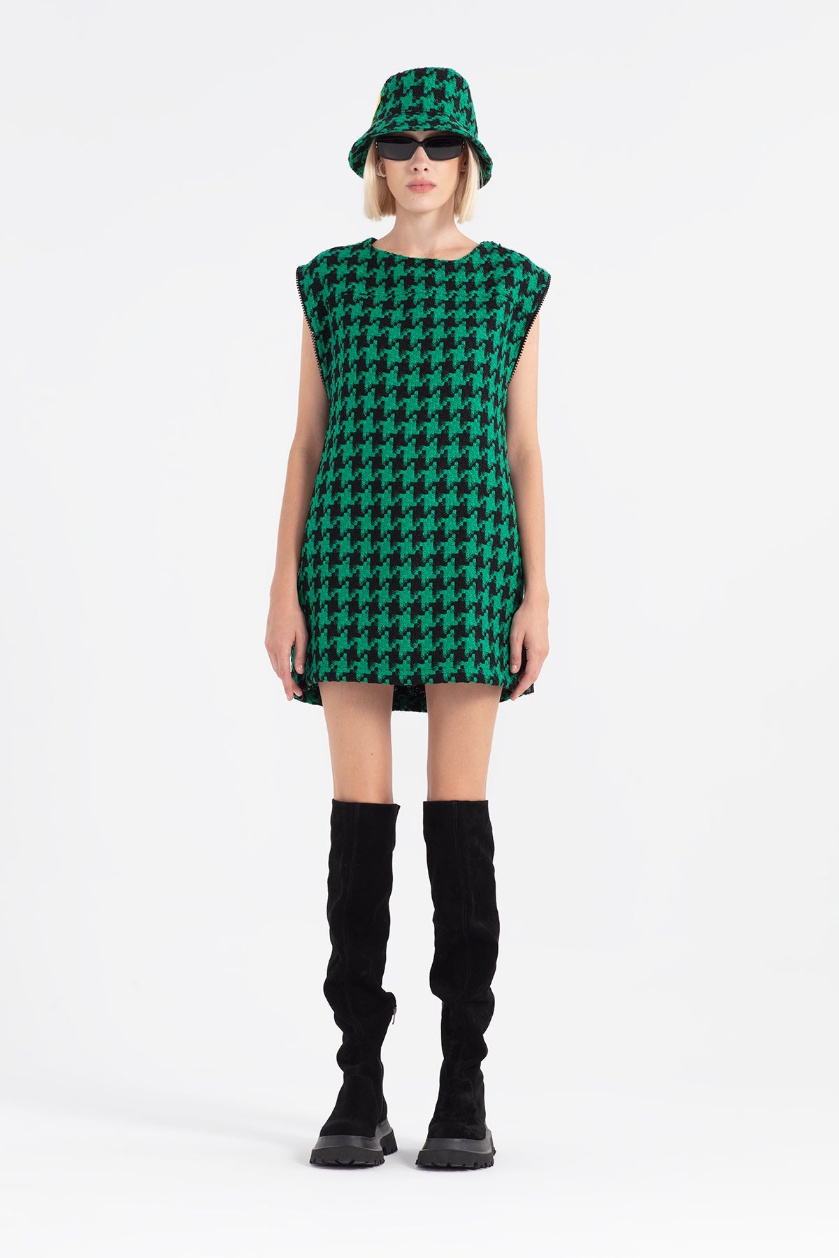 Yesil Siyah Elbise 12379