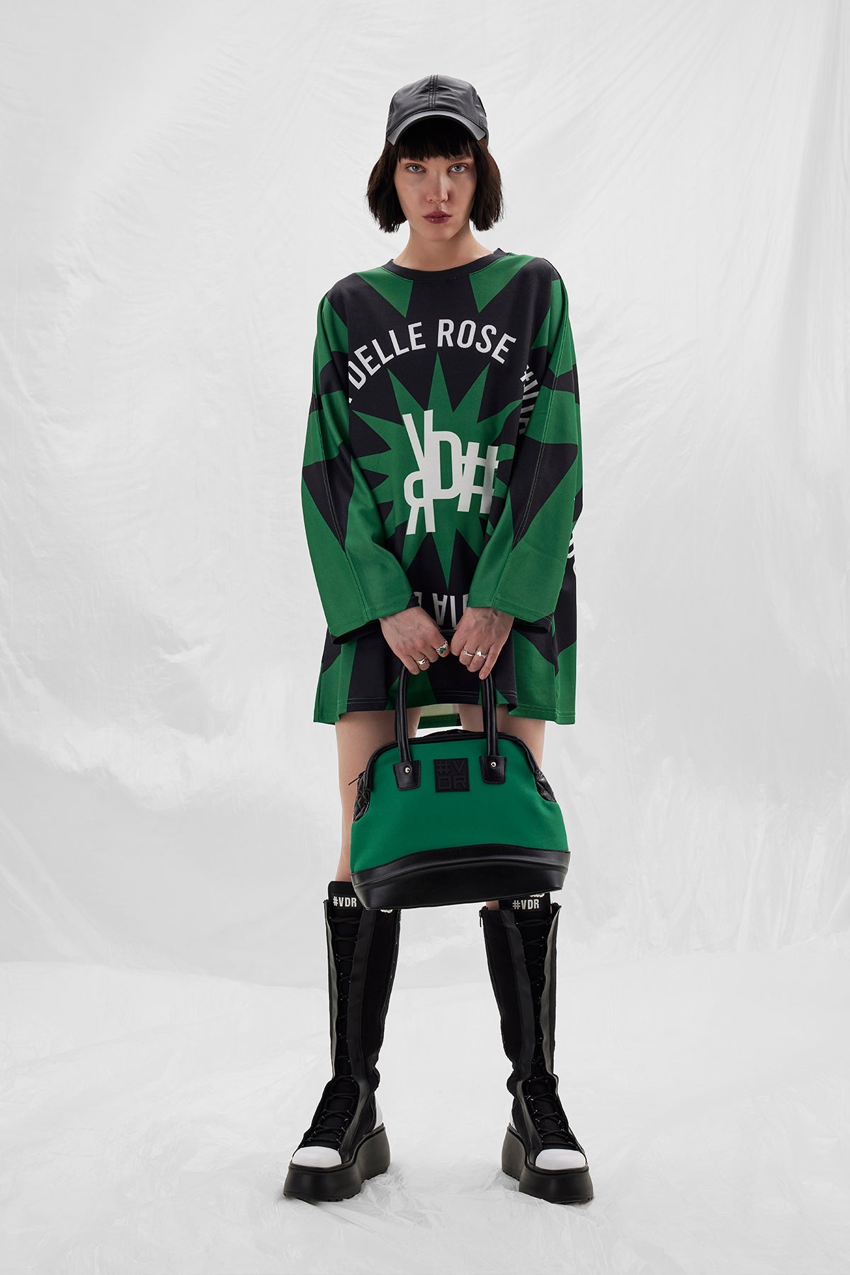 Siyah Yesil Uzun T-shirt 14290