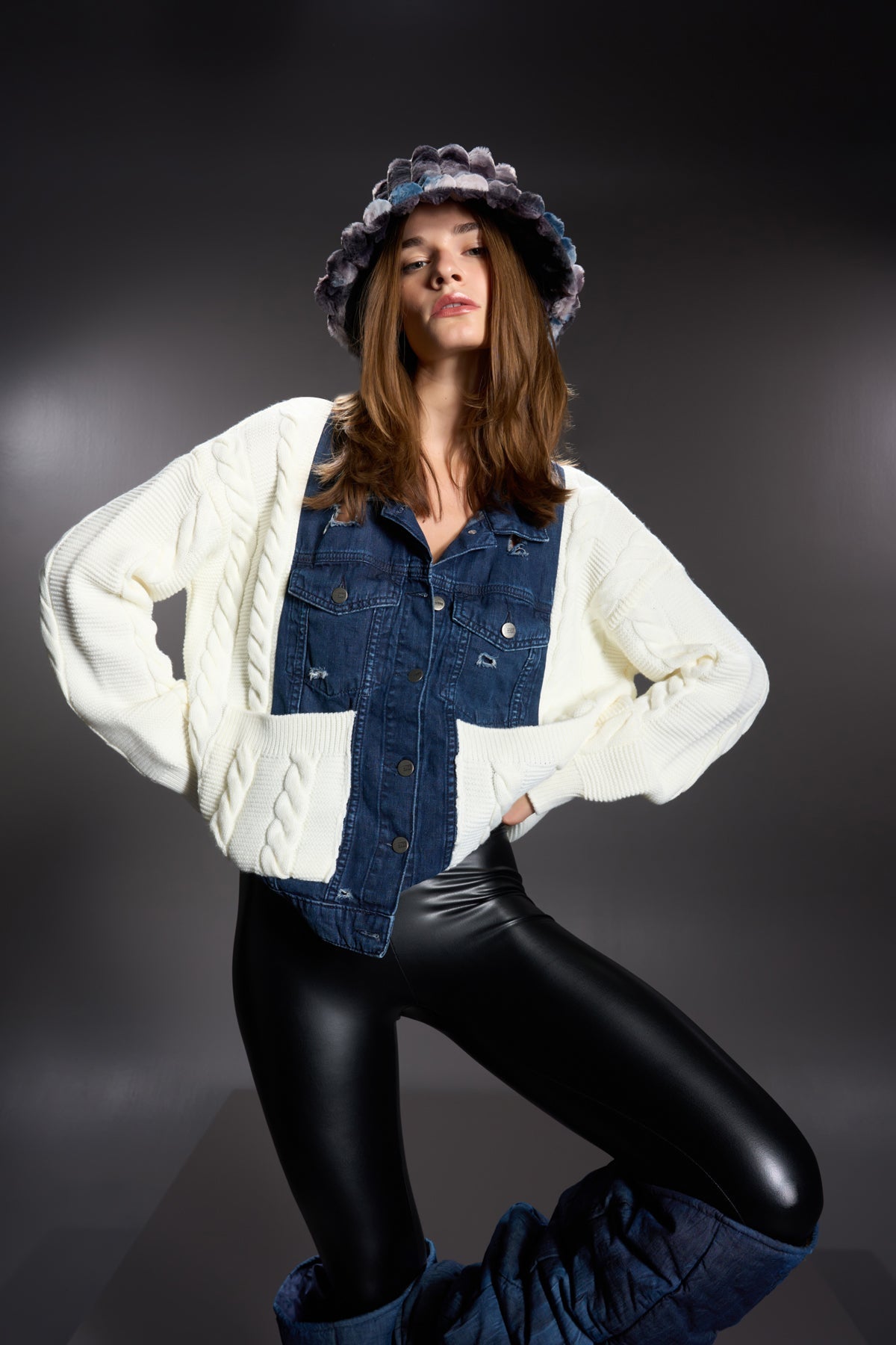 Ekru Mavi Ceket 16011