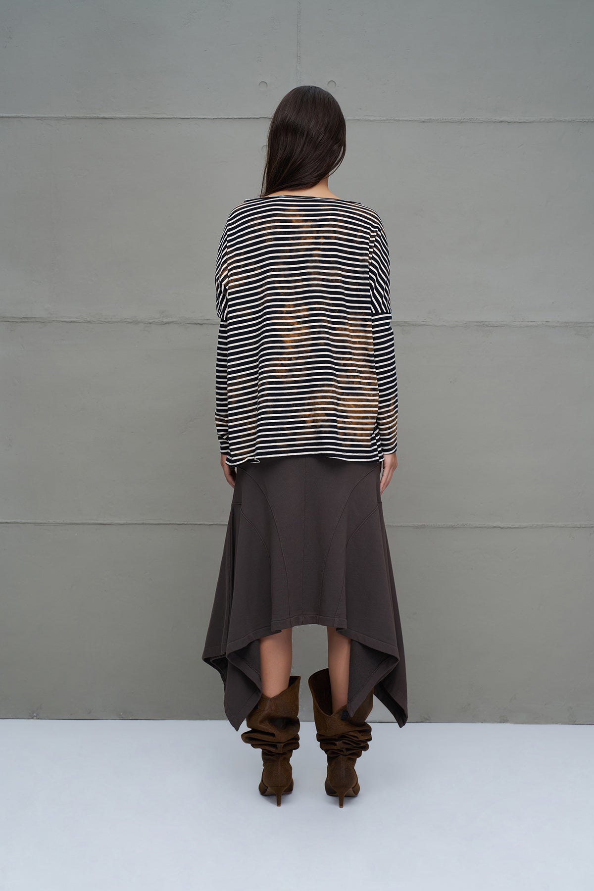 Siyah Beyaz Çizgili Uzun Kollu T-Shirt 18004