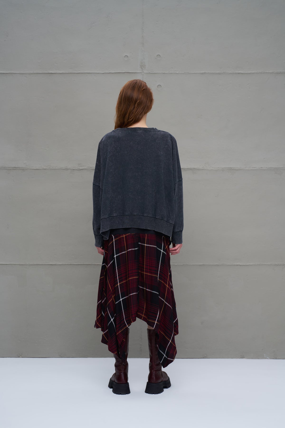 Antrasit Fermuarli Genis Kesim Sweatshirt 18005