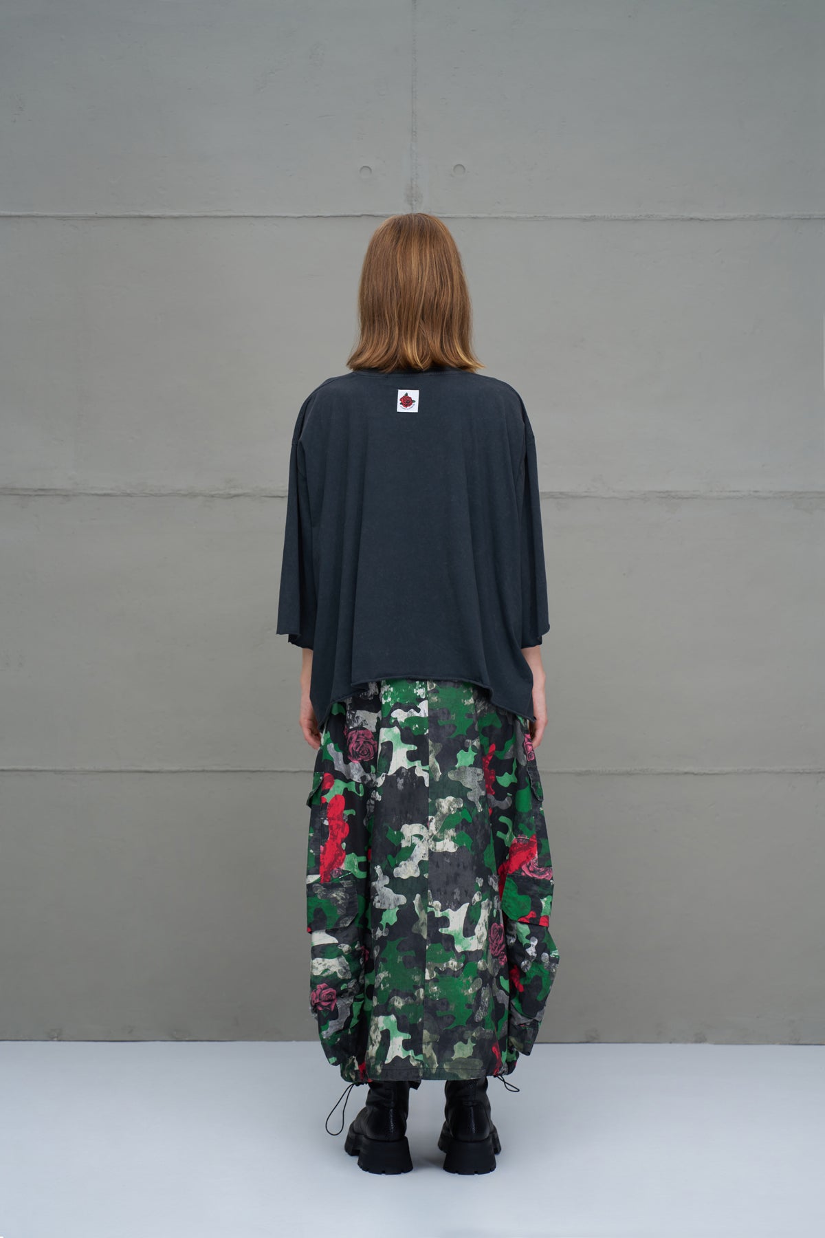 Siyah Sloganli Genis Kesim T-Shirt 18007