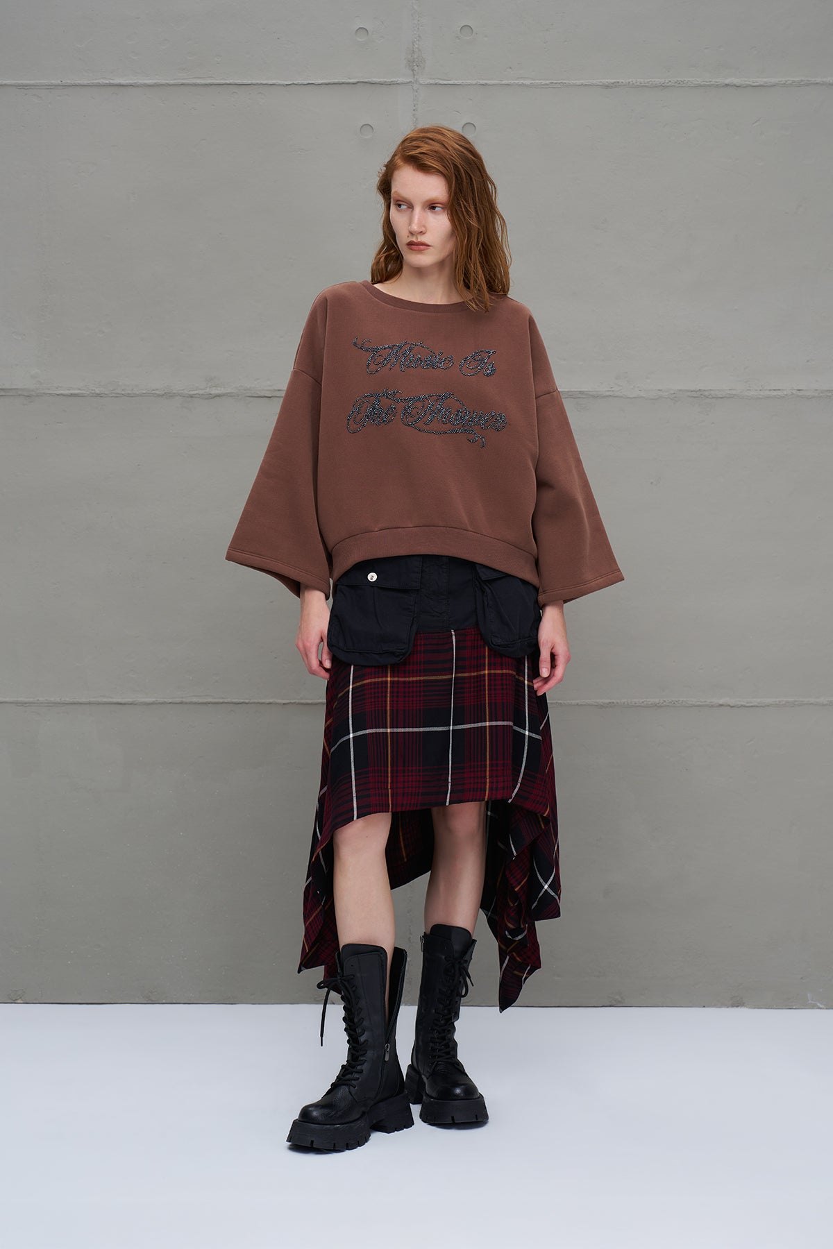 Kahverengi Bisiklet Yaka Oversize Sweatshirt 18018