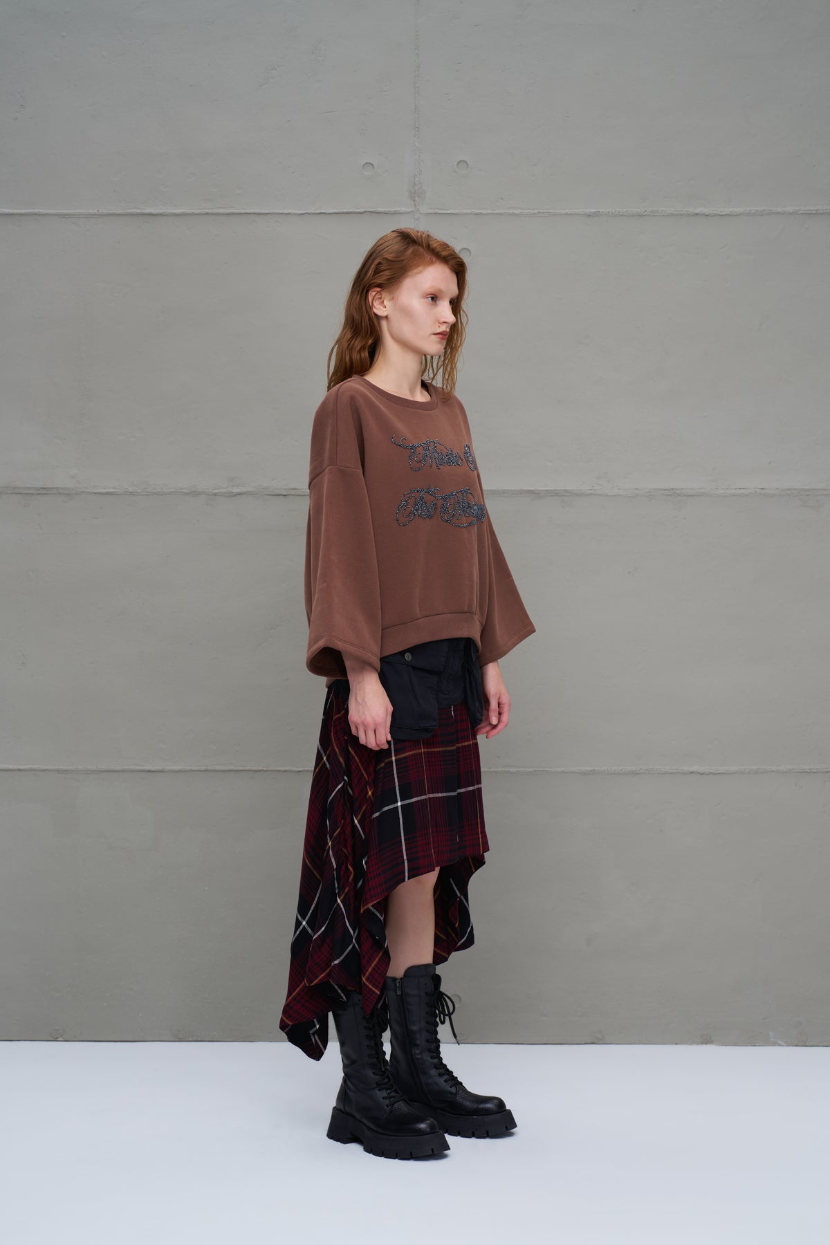 Kahverengi Bisiklet Yaka Oversize Sweatshirt 18018