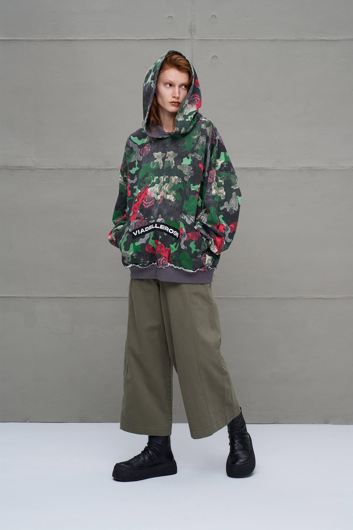 Camo Kamuflaj Desenli Oversize Kapüsonlu Sweatshirt 18025