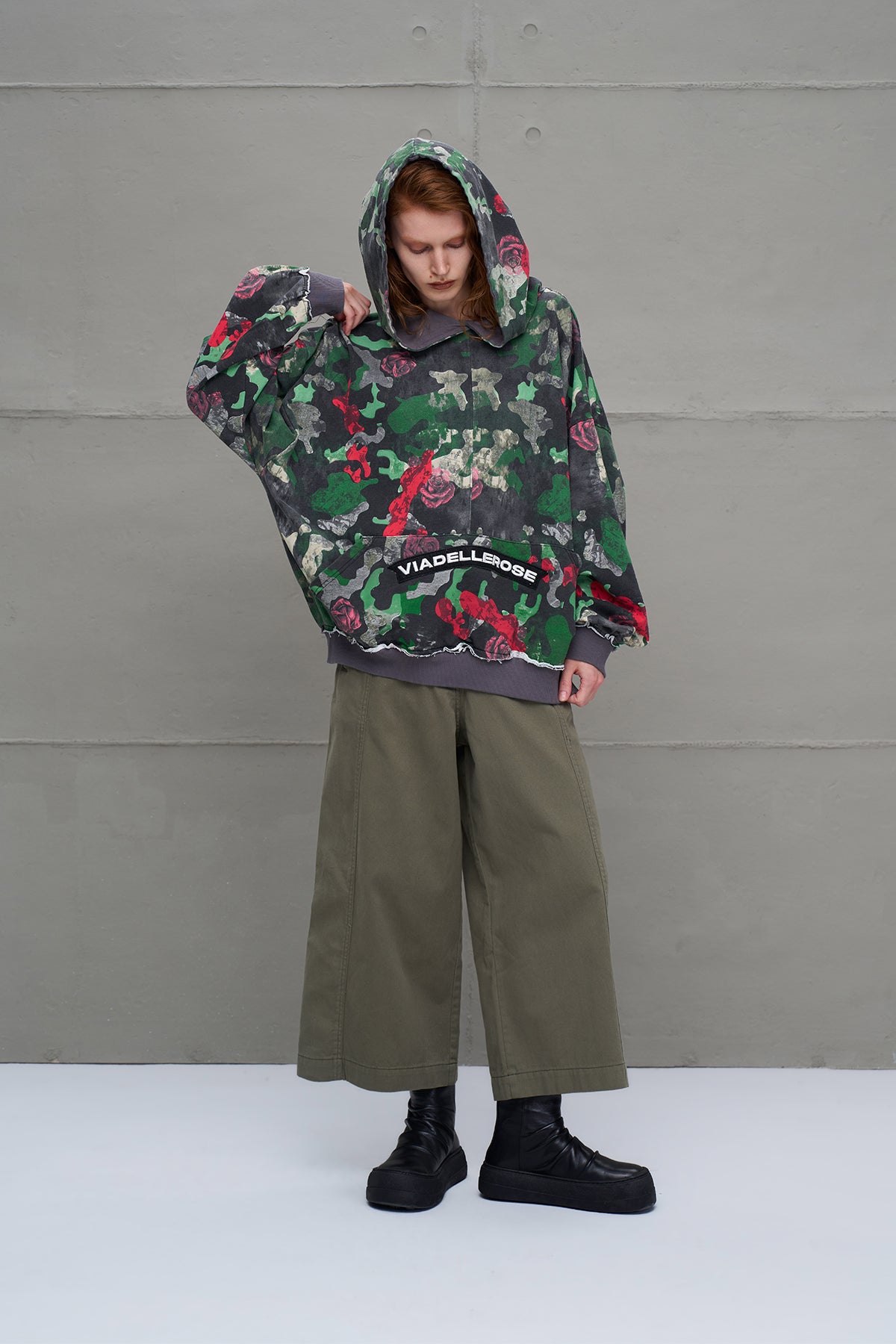 Camo Kamuflaj Desenli Oversize Kapüsonlu Sweatshirt 18025