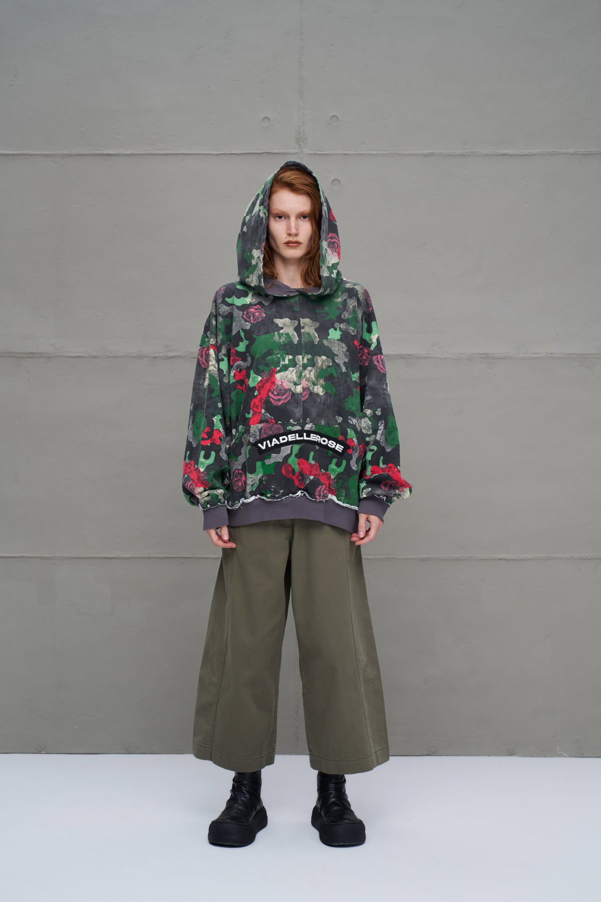 Camo Kamuflaj Desenli Oversize Kapüsonlu Sweatshirt 18025