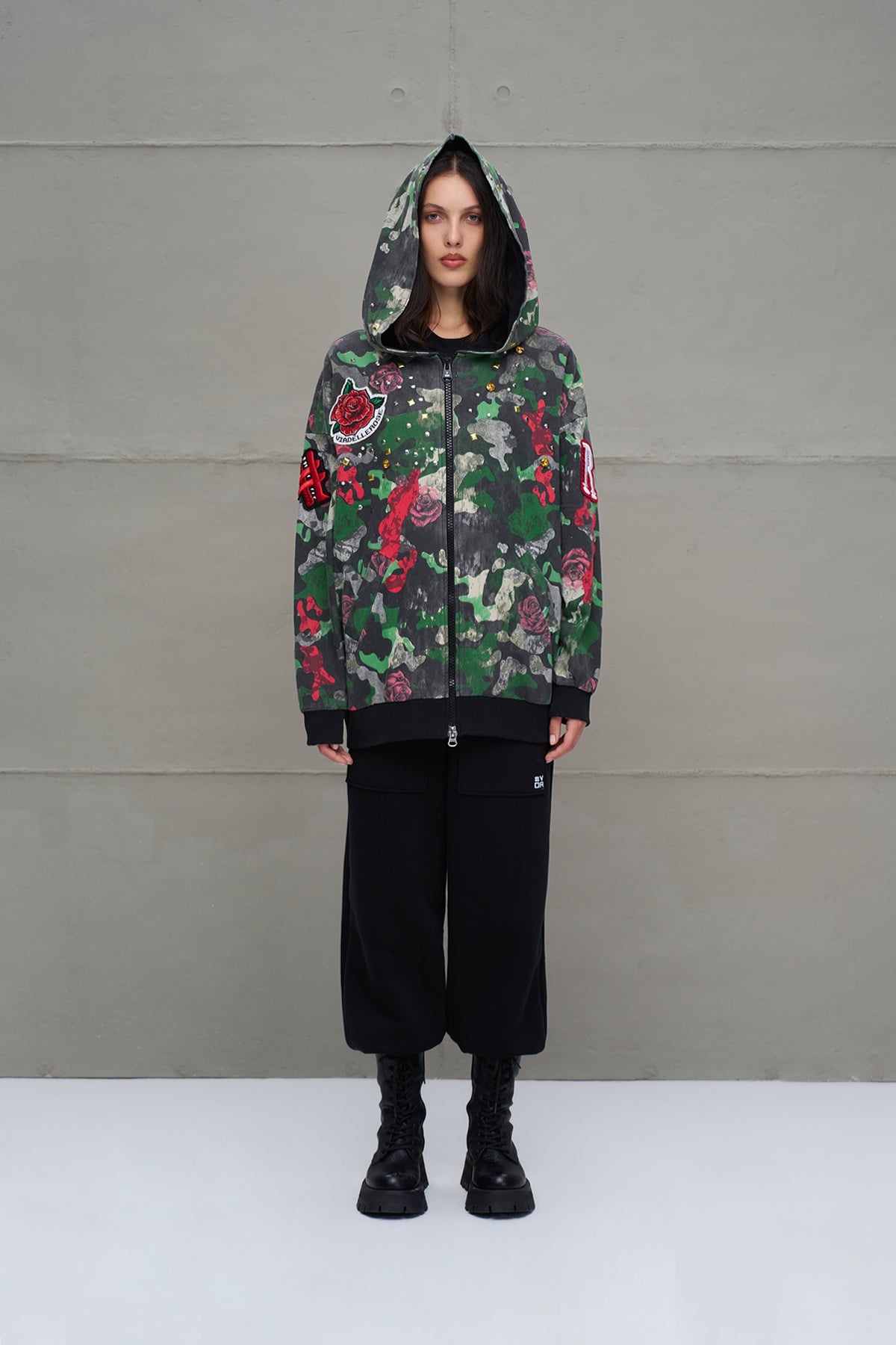 Camo Kamuflaj Desenli Oversize Kapüsonlu Sweatshirt 18026