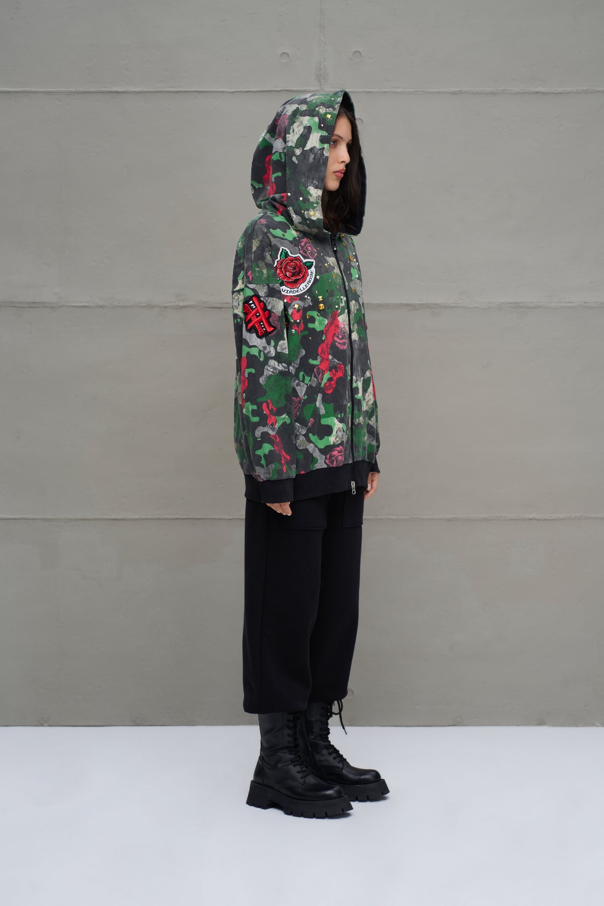 Camo Kamuflaj Desenli Oversize Kapüsonlu Sweatshirt 18026