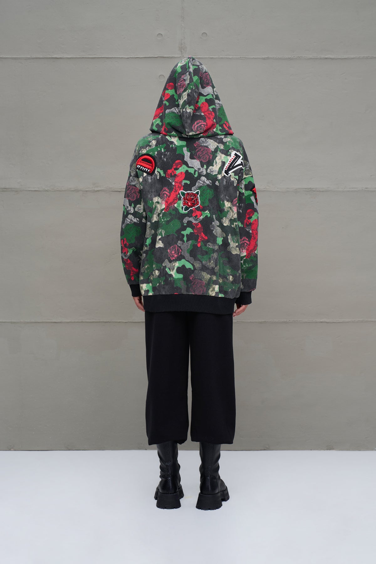 Camo Kamuflaj Desenli Oversize Kapüsonlu Sweatshirt 18026