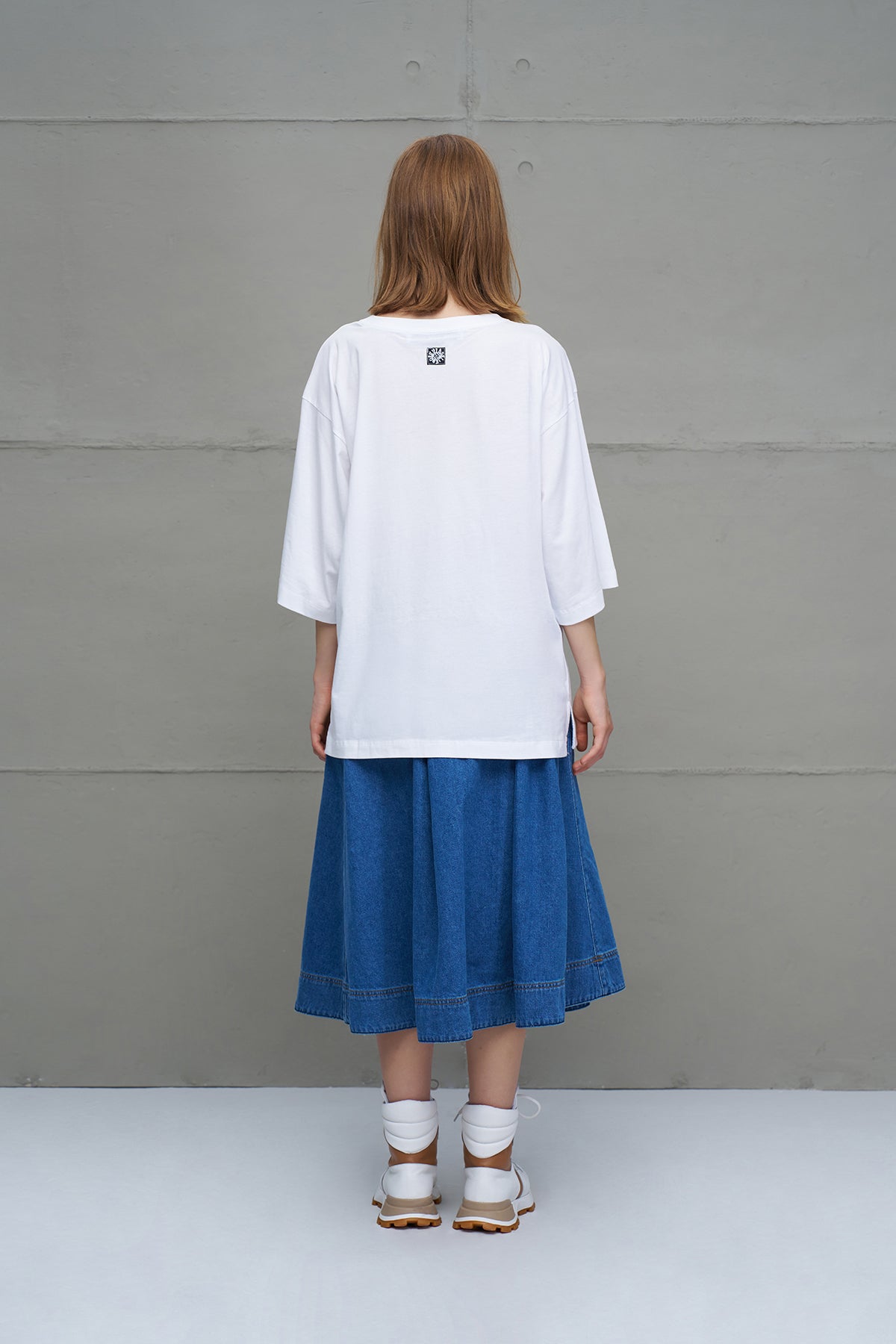 Beyaz Baskili Oversize T-Shirt 18036