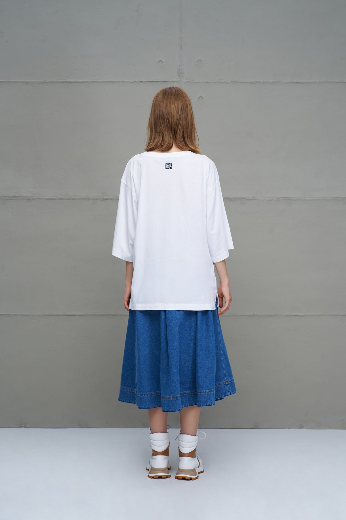 Beyaz Baskili Oversize T-Shirt 18036