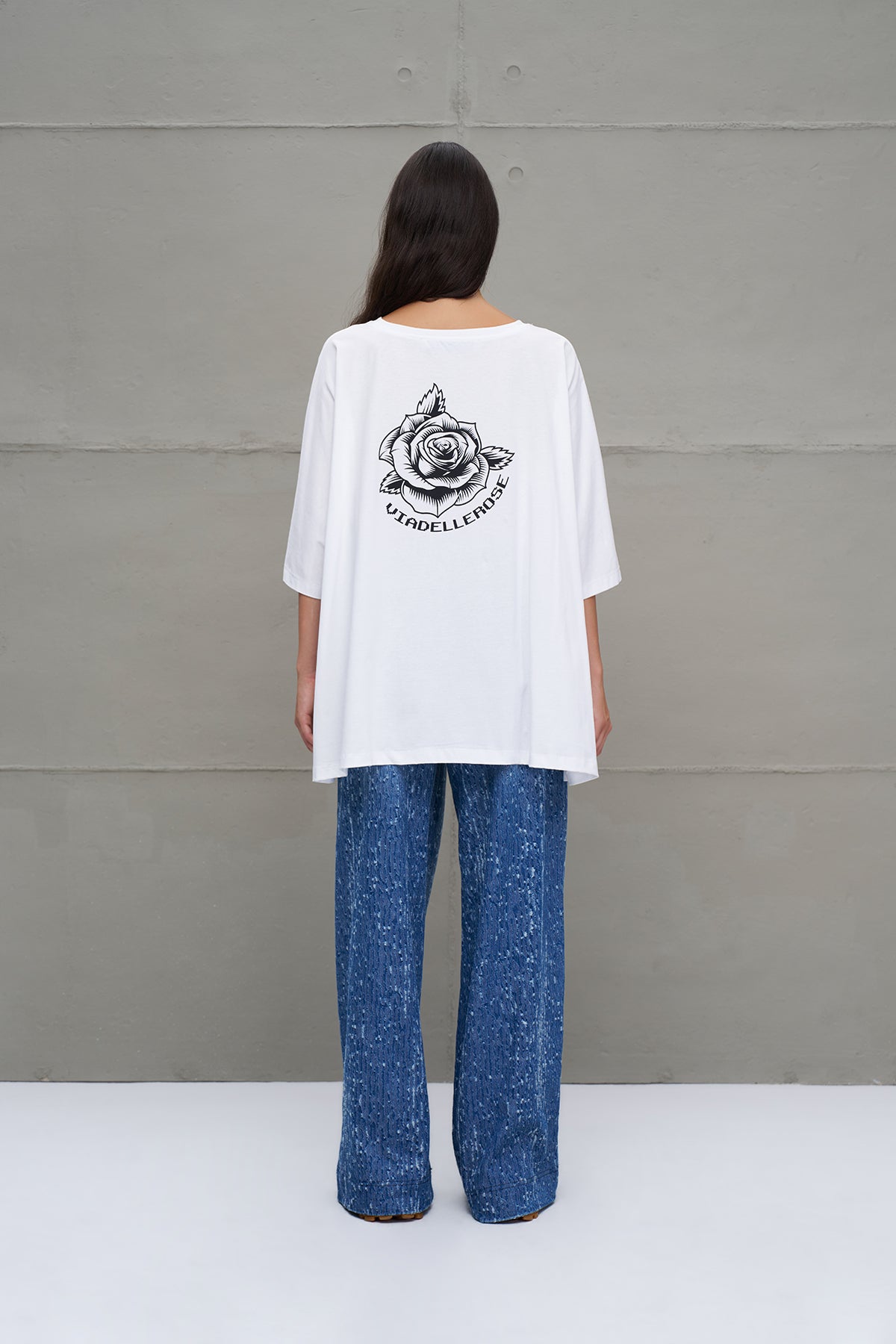 Beyaz Asimetrik Oversize T-Shirt 18037