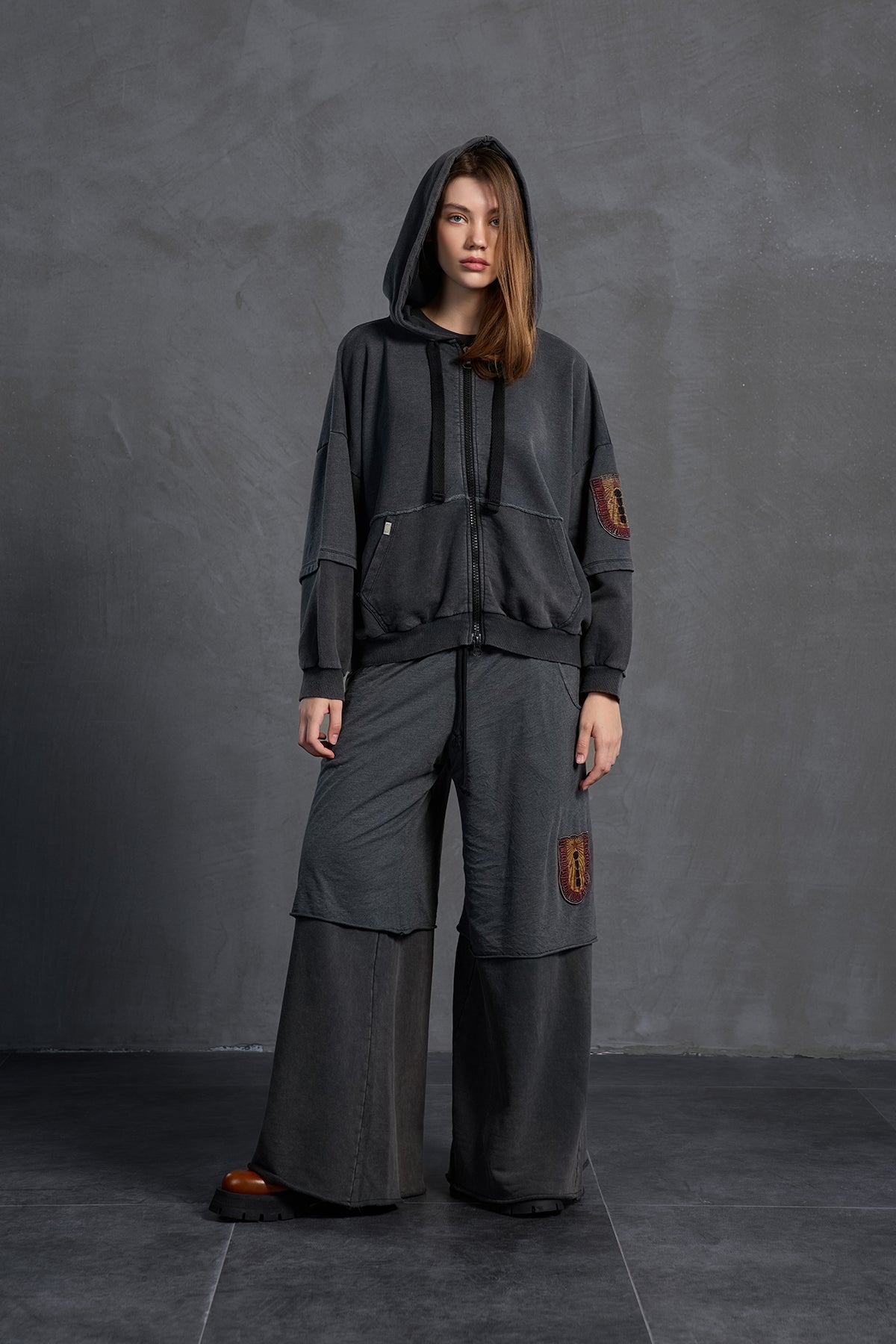 Siyah Fermuarli Oversize Sweatshirt 18038