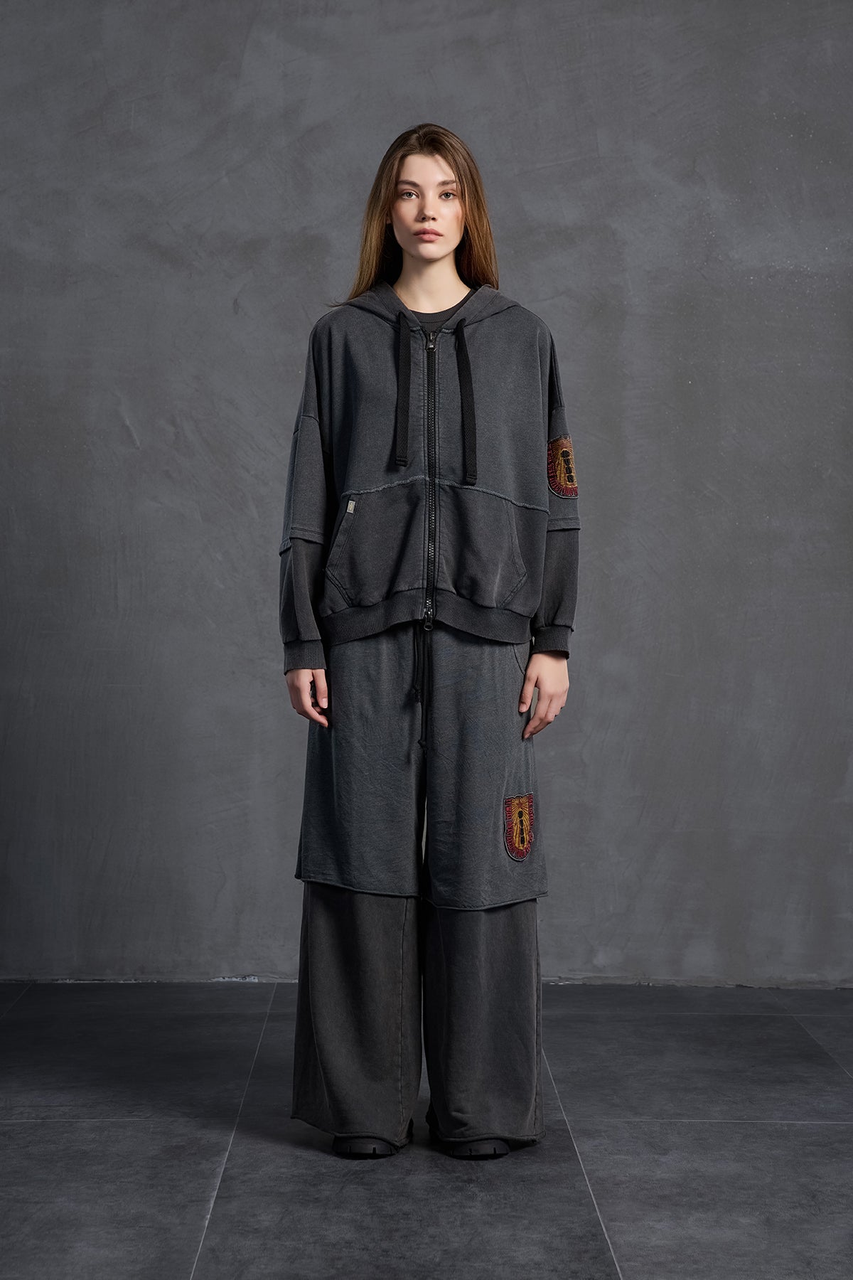 Siyah Fermuarli Oversize Sweatshirt 18038