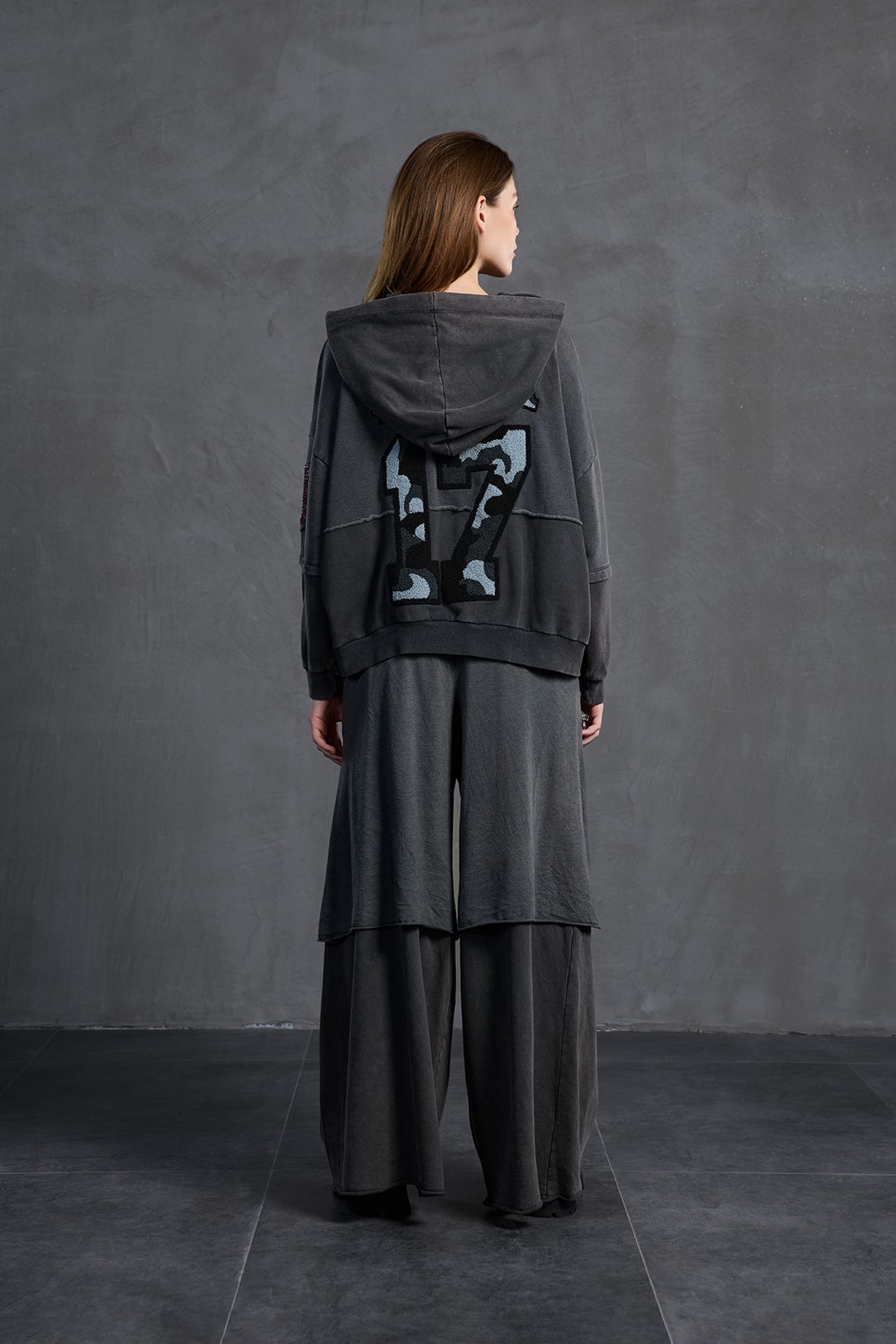 Siyah Fermuarli Oversize Sweatshirt 18038