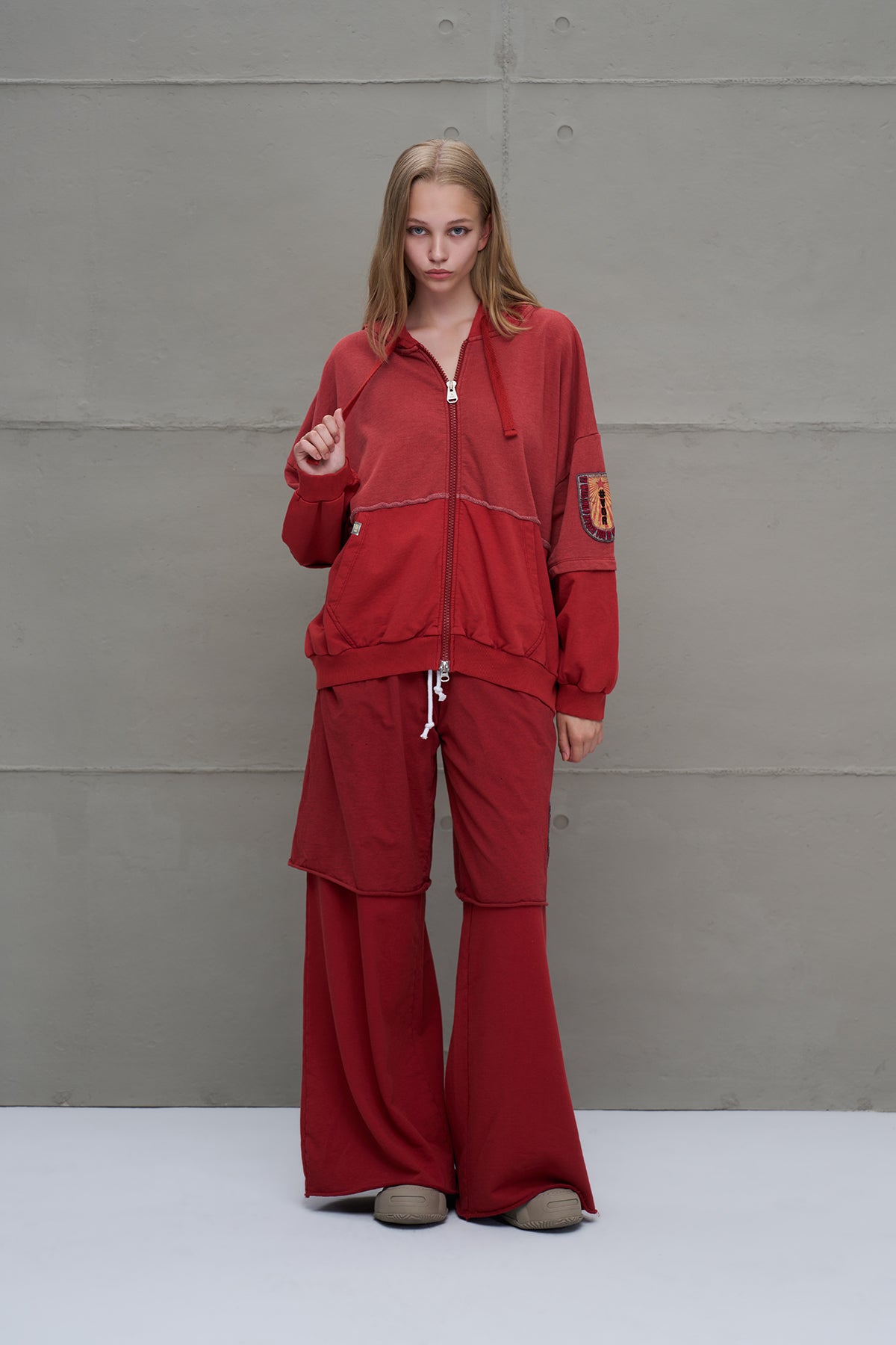 Bordo Fermuarli Oversize Sweatshirt 18038