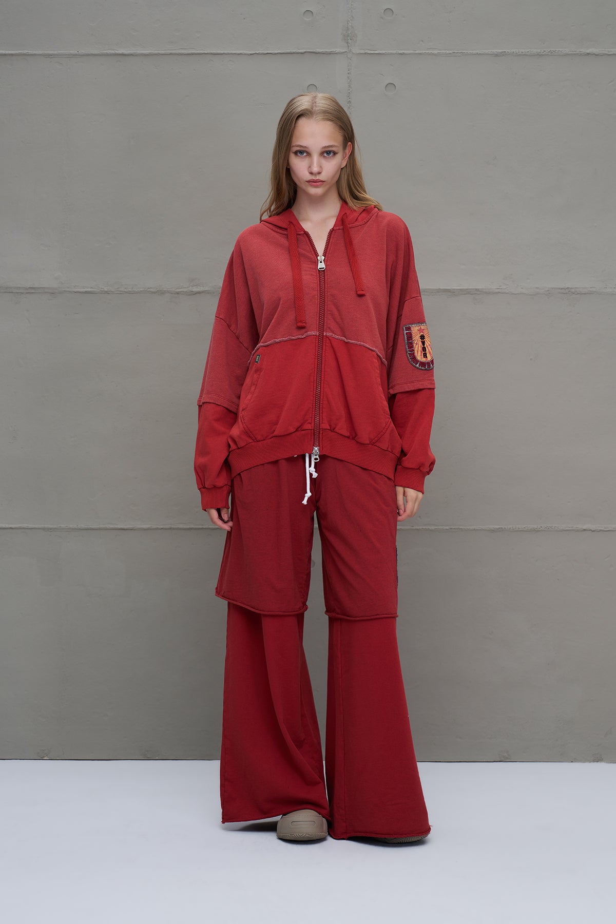 Bordo Fermuarli Oversize Sweatshirt 18038