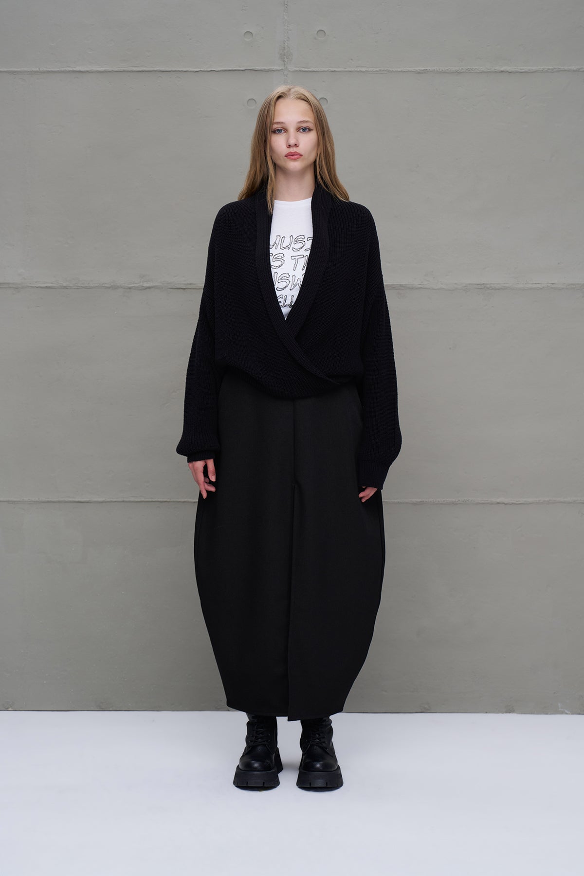 Siyah Kruvaze Yaka Triko Hirka 18050