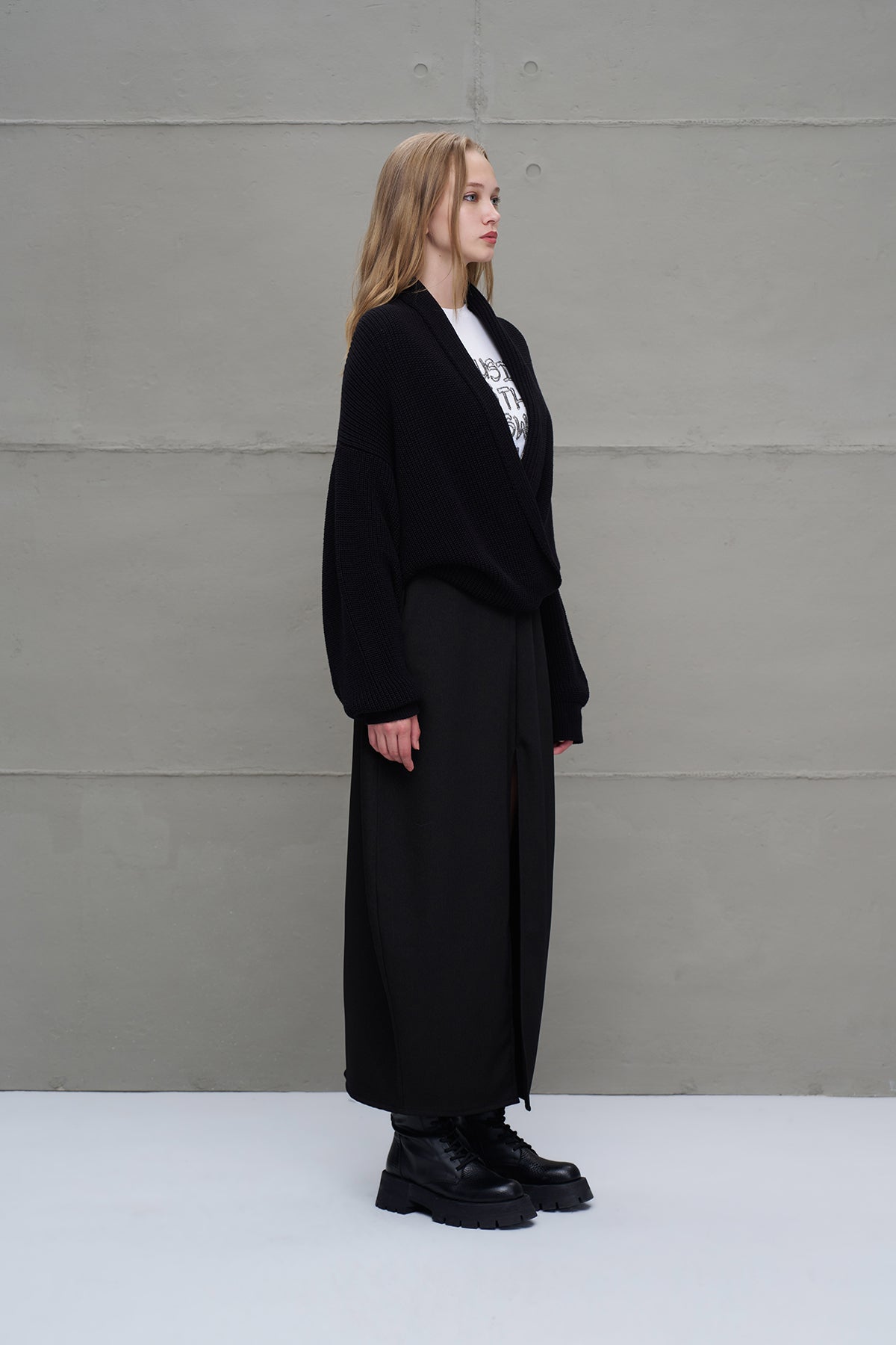 Siyah Kruvaze Yaka Triko Hirka 18050