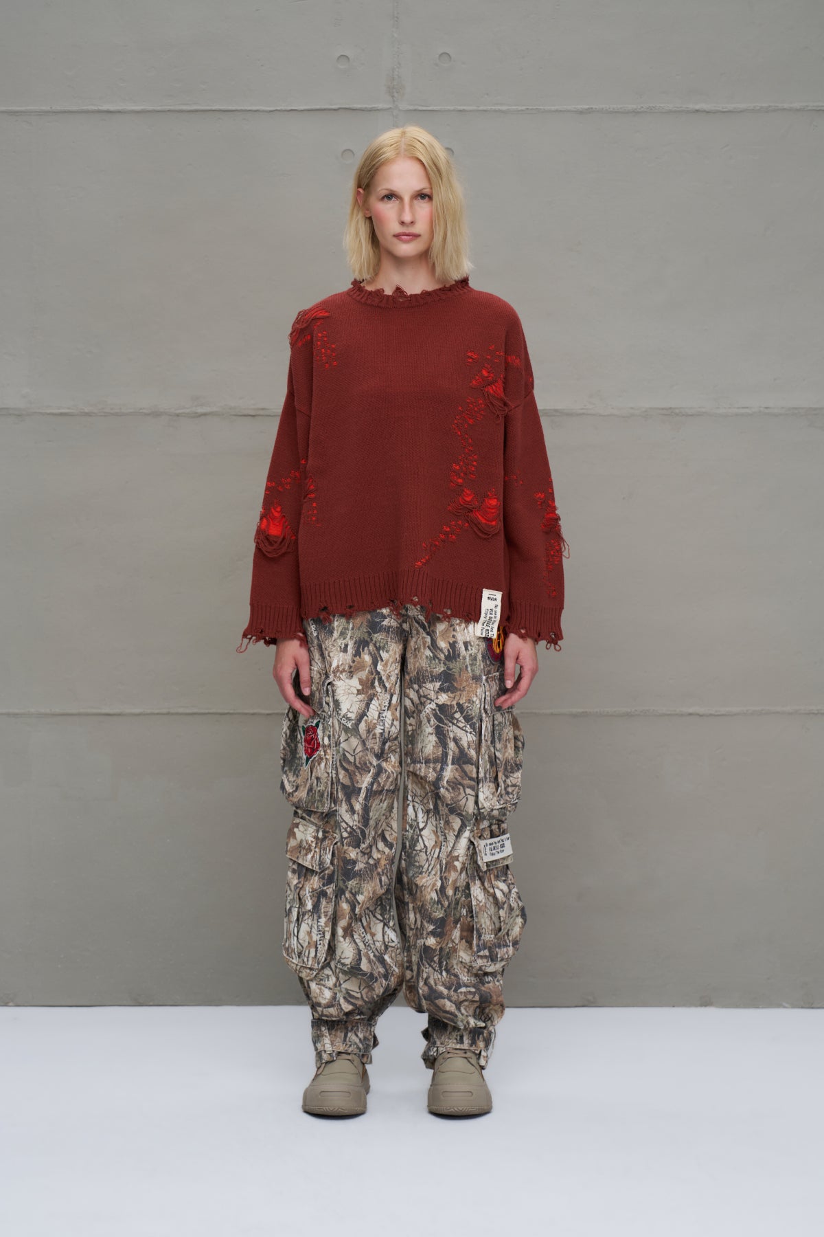 Kahverengi Turuncu Oversize Triko Kazak 18051