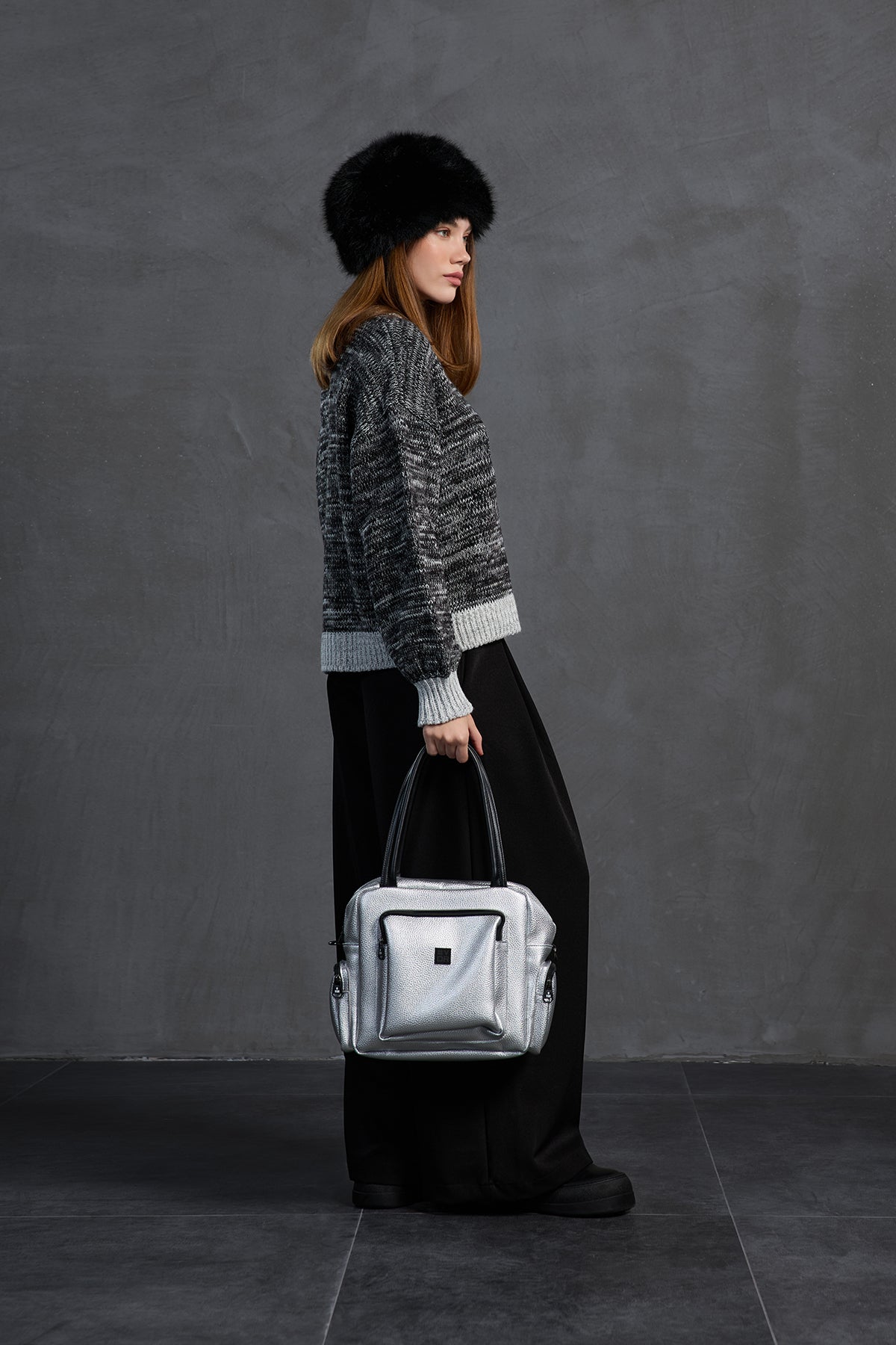 Siyah Beyaz Oversize Kazak 18054