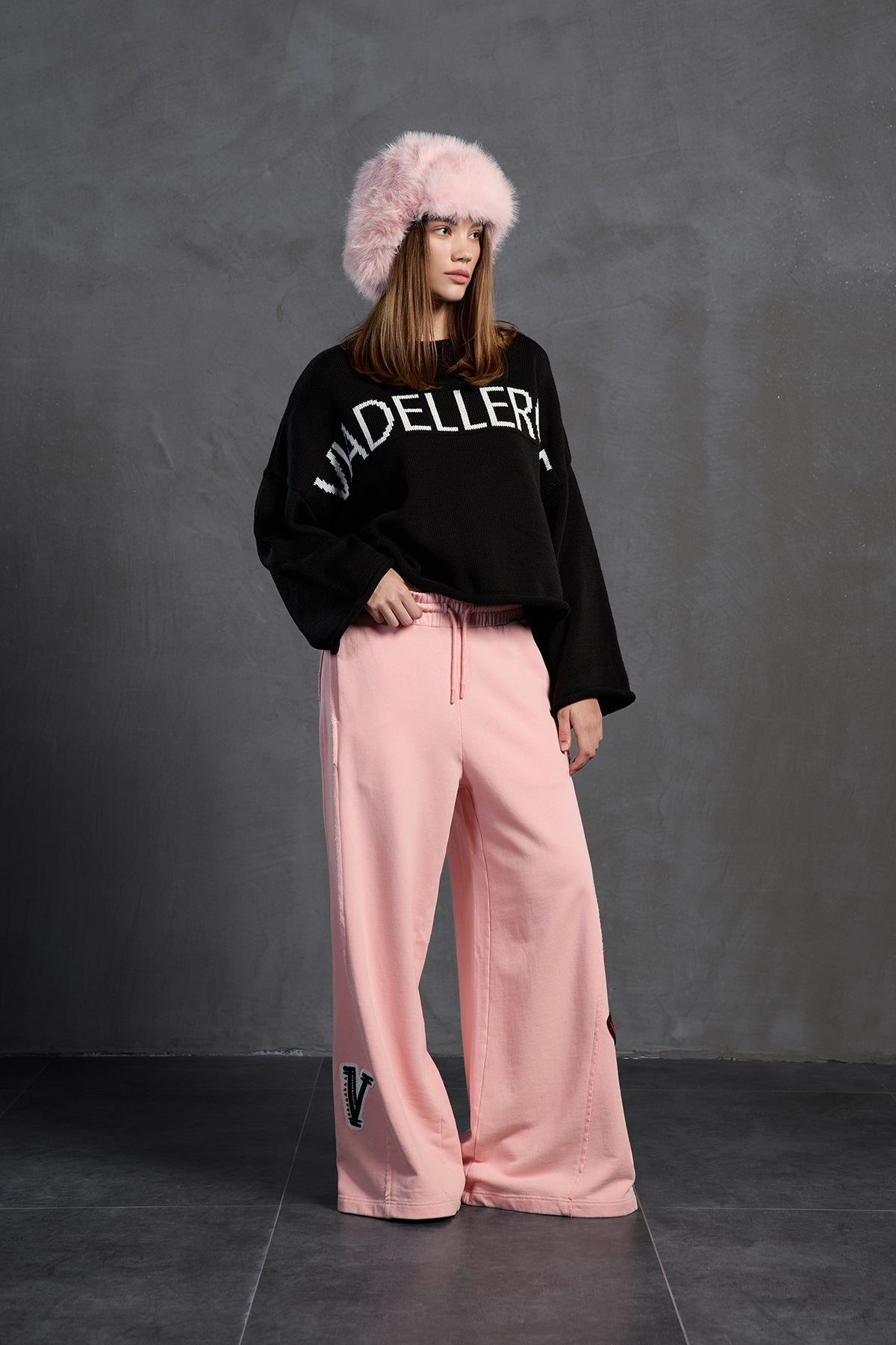 Siyah Baskili Oversize Kazak 18057