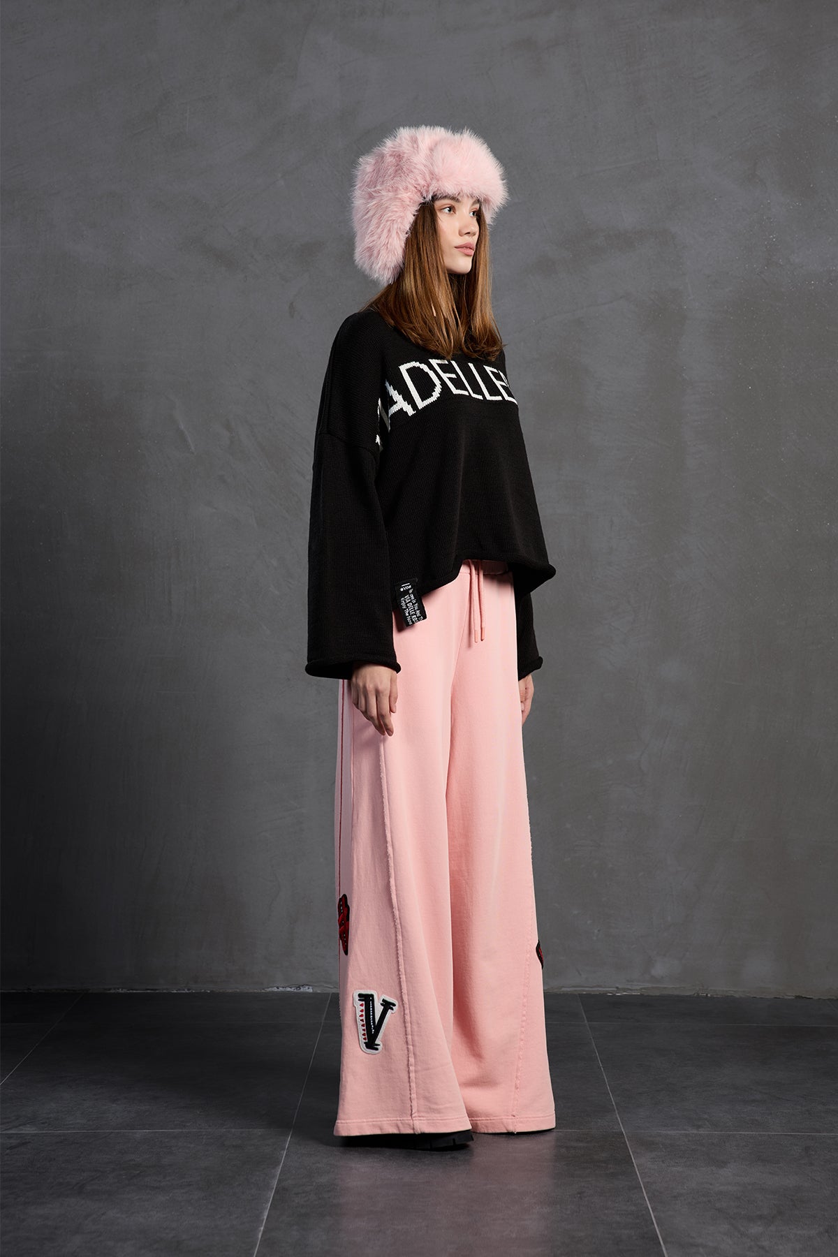 Siyah Baskili Oversize Kazak 18057