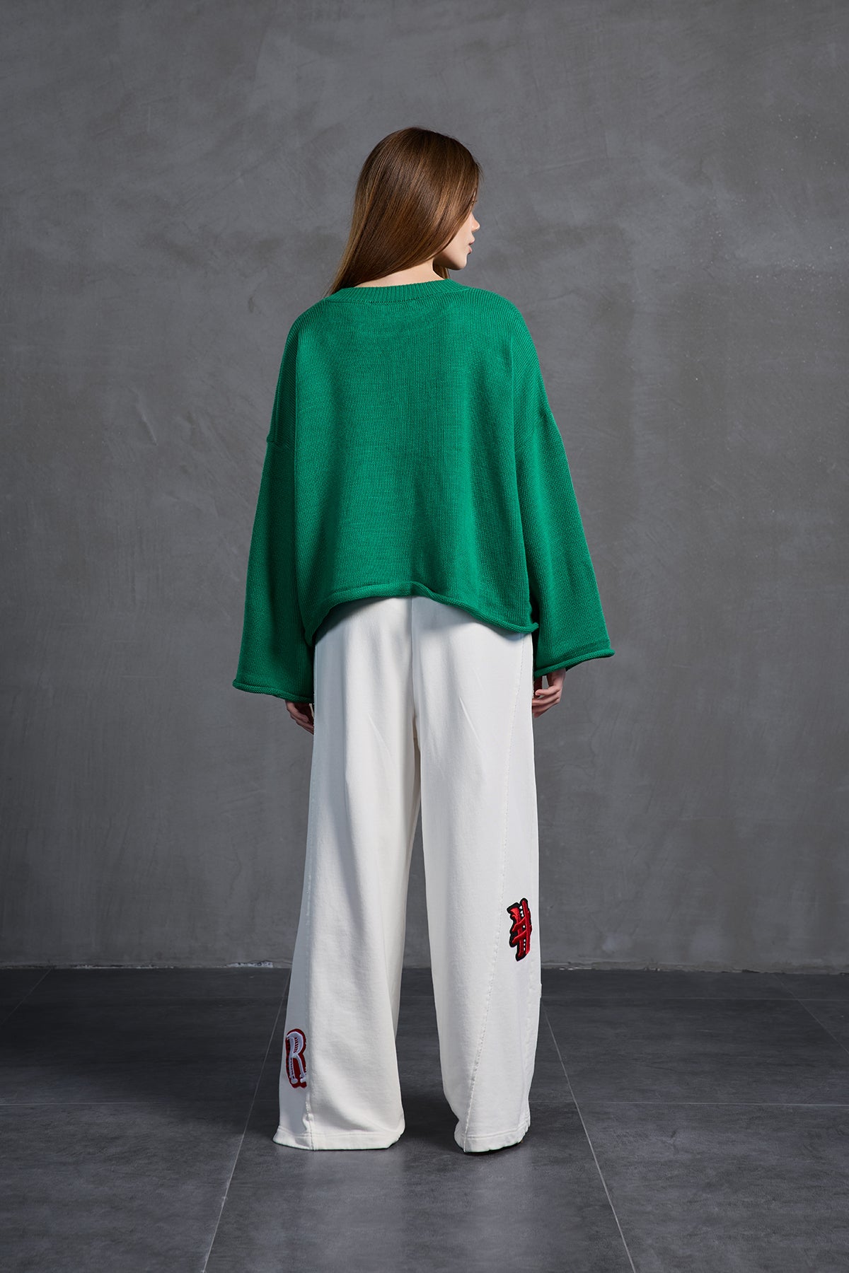 Yesil Baskili Oversize Kazak 18057