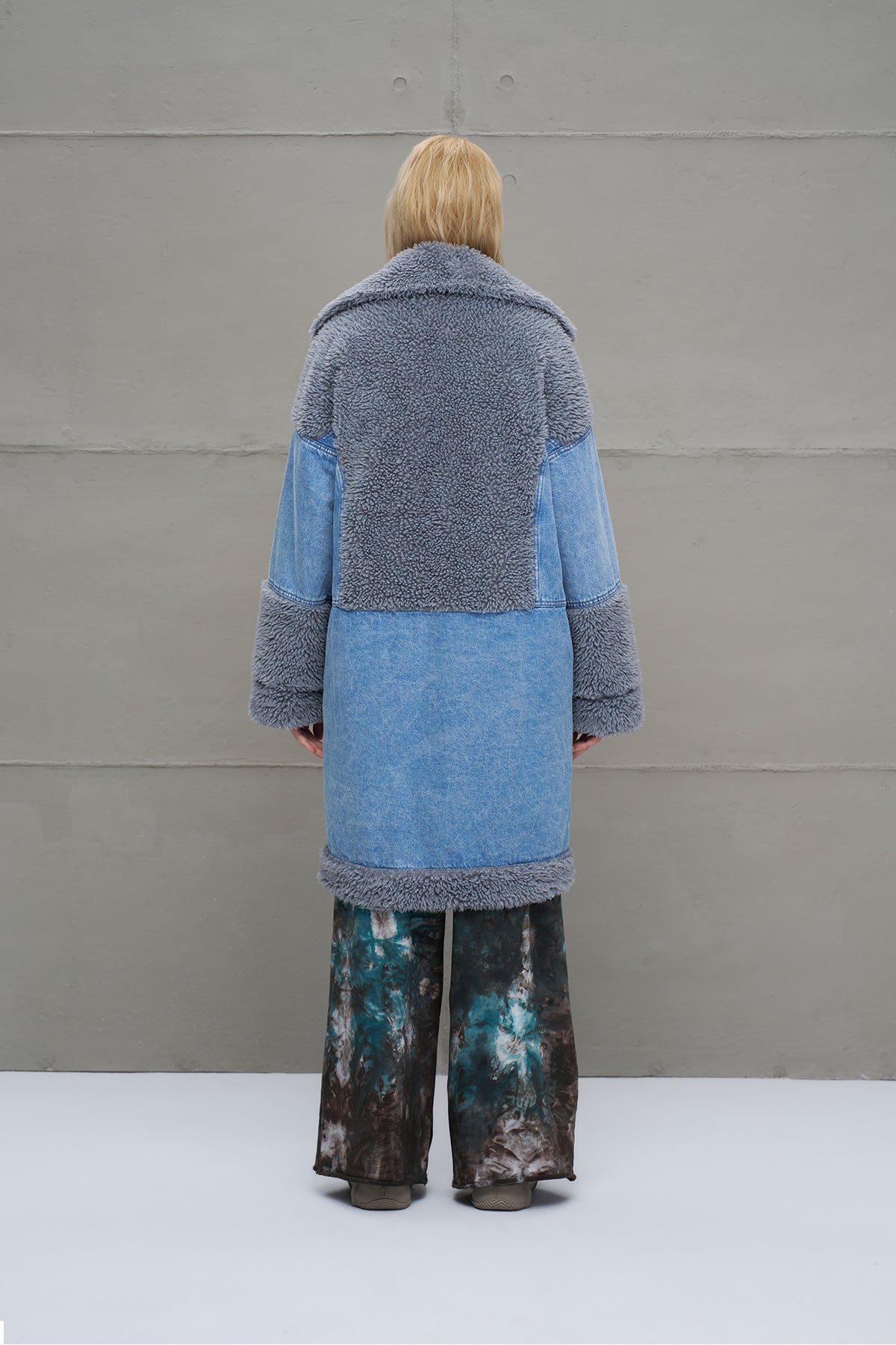 Mavi Kürk Görünümlü Kemerli Denim Ceket 18077