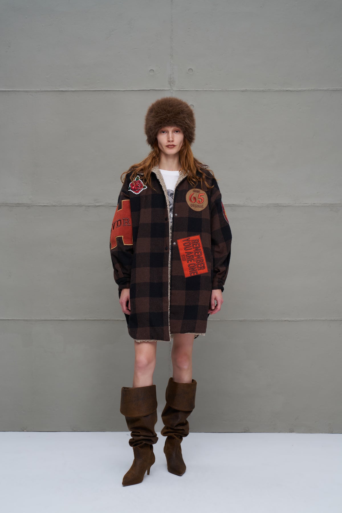 Kahverengi Bej Ekose Oversize Ceket 18117