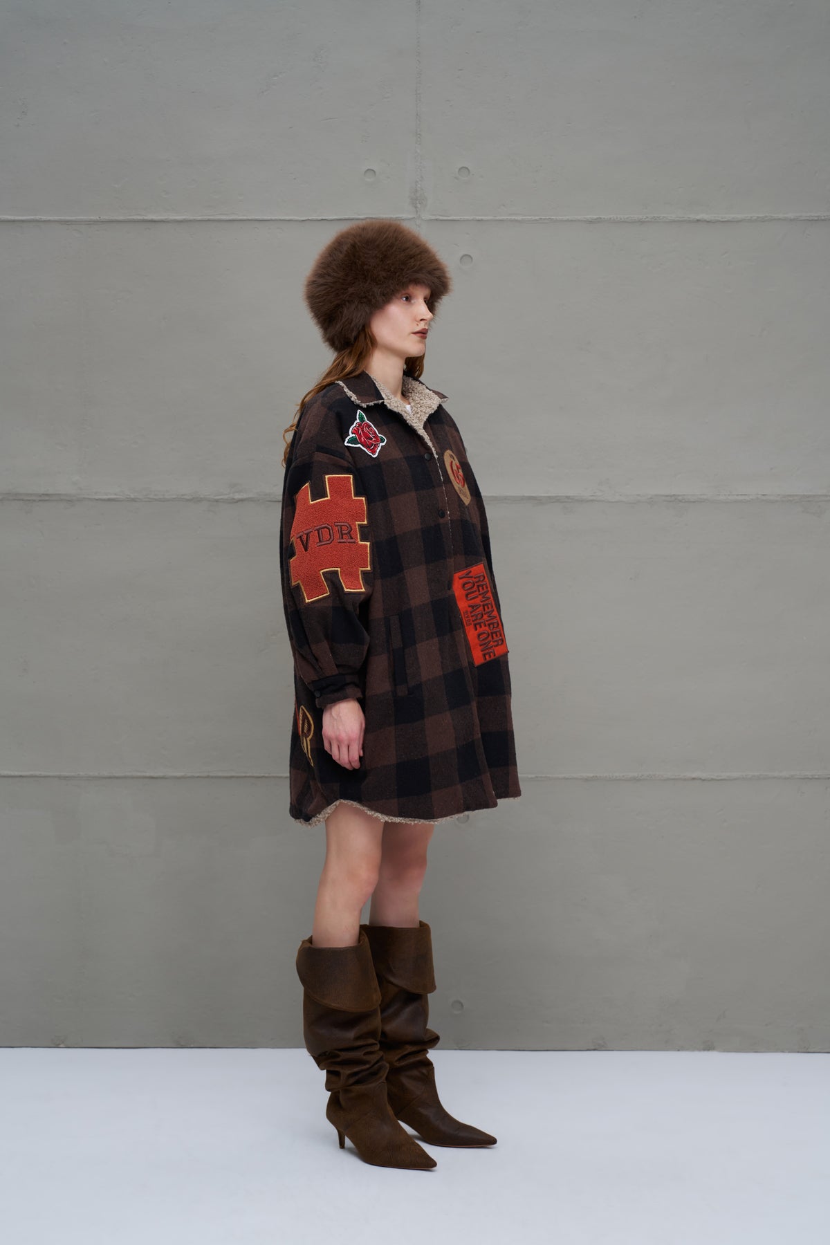 Kahverengi Bej Ekose Oversize Ceket 18117