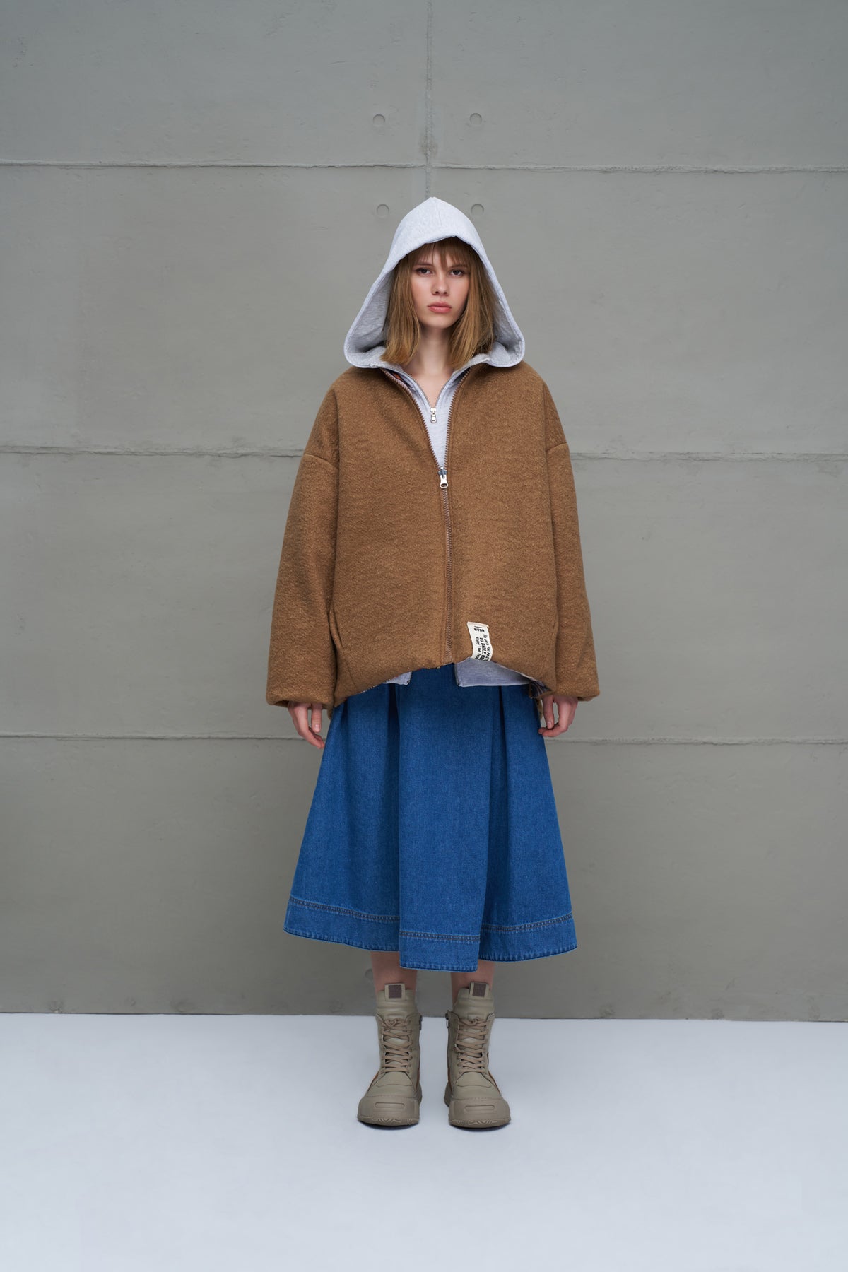 Taba Çift Tarafli Büzgülü Oversize Ceket 18135