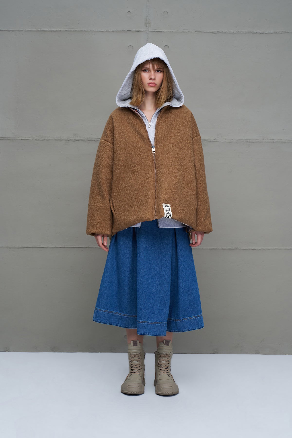 Taba Çift Tarafli Büzgülü Oversize Ceket 18135