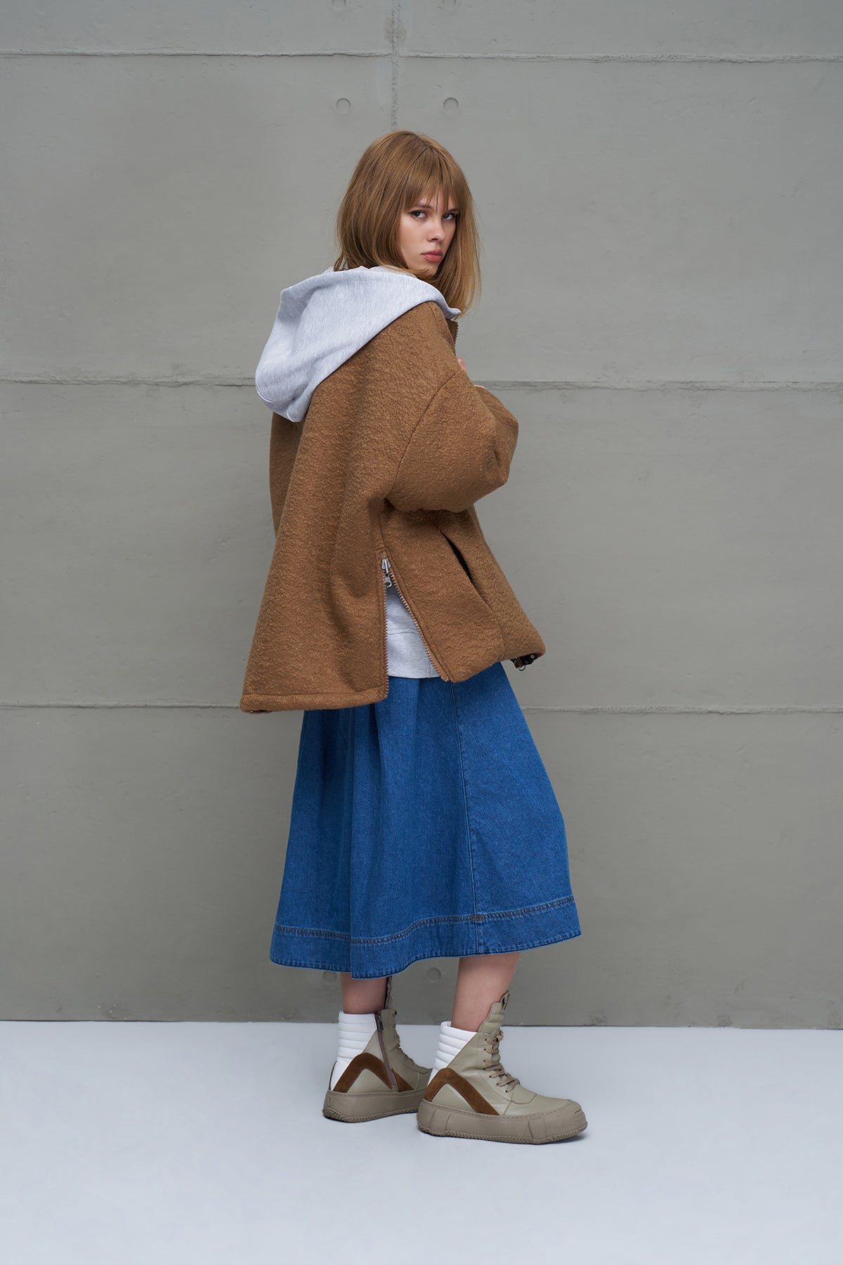 Taba Çift Tarafli Büzgülü Oversize Ceket 18135