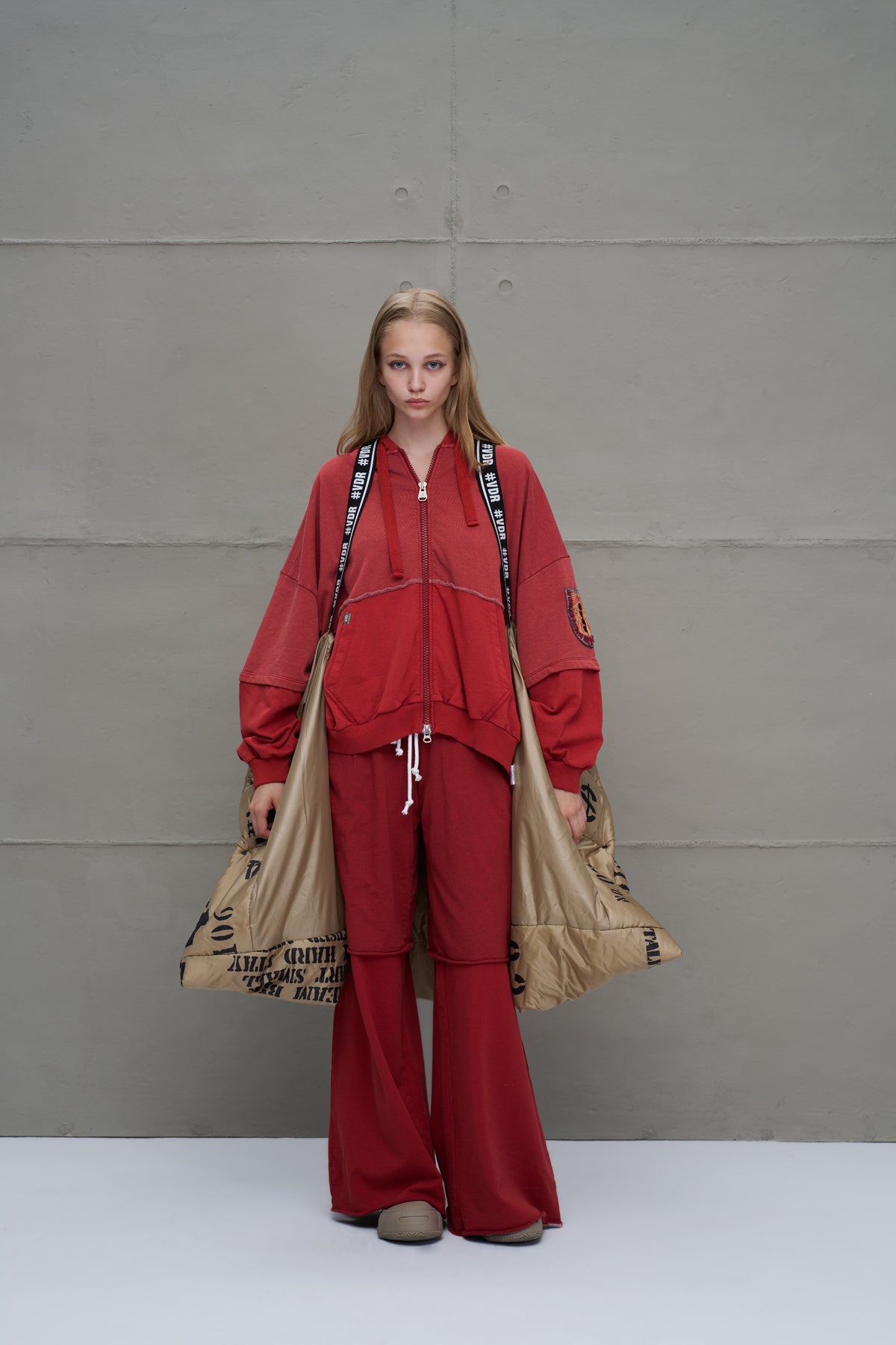 Bej Desenli Uzun Oversize Ceket 18137