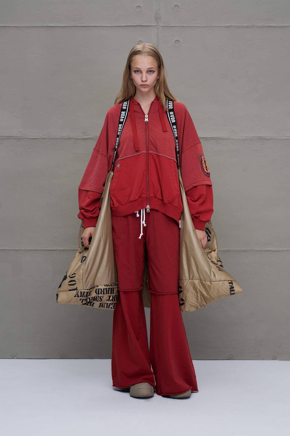 Bej Desenli Uzun Oversize Ceket 18137