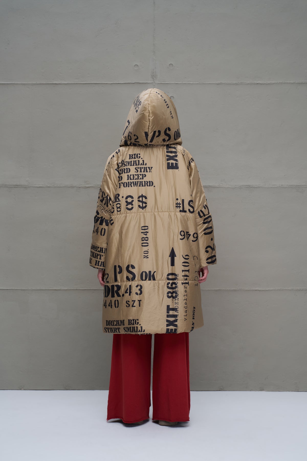 Bej Desenli Uzun Oversize Ceket 18137
