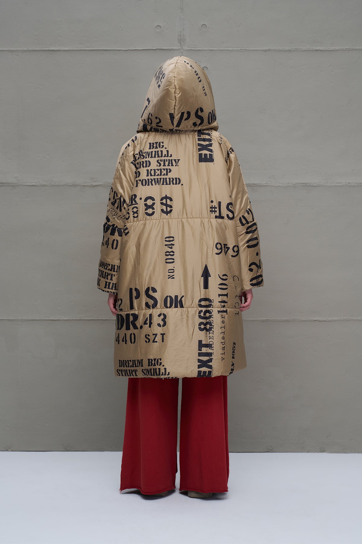 Bej Desenli Uzun Oversize Ceket 18137