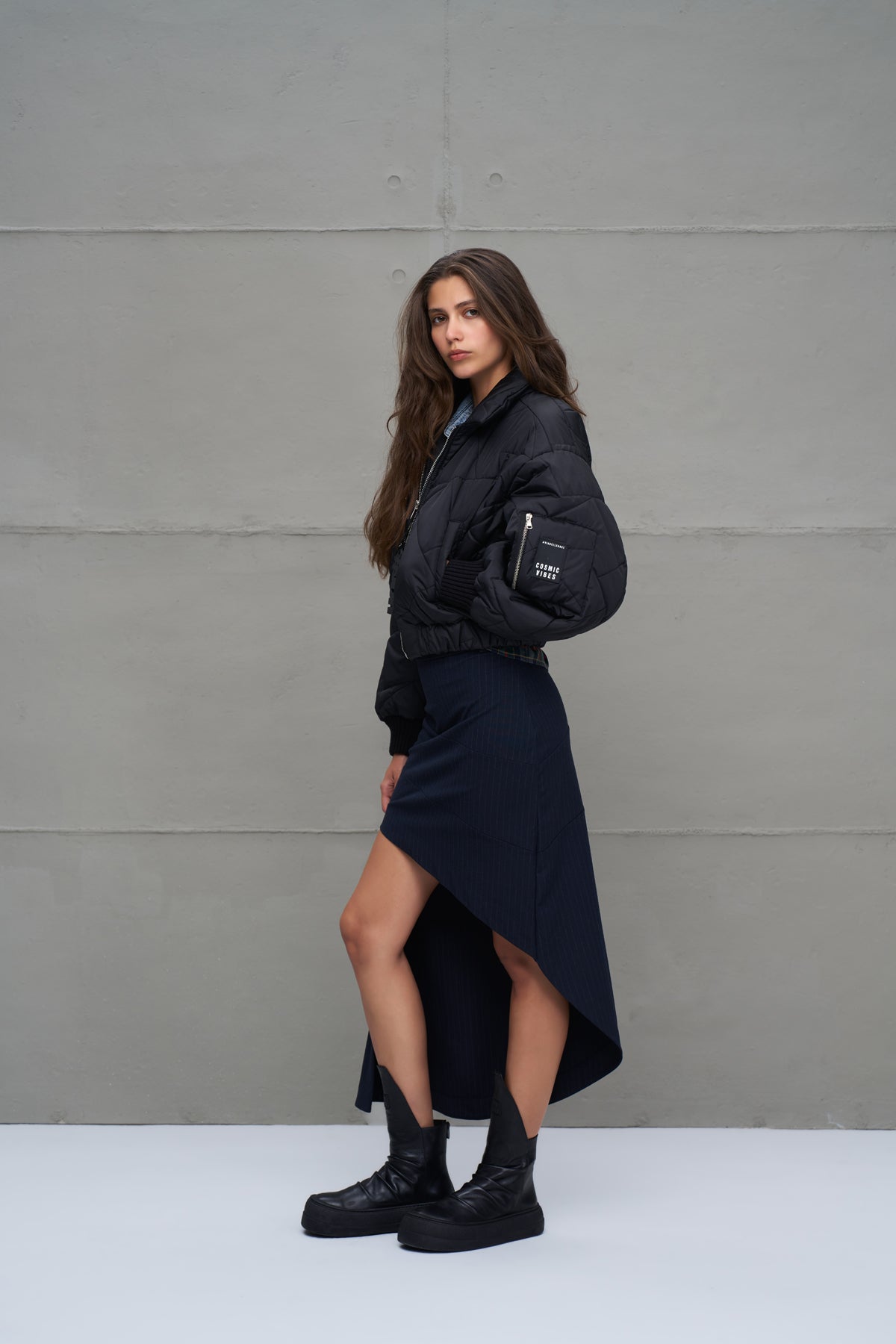 Siyah Sisme Bomber Ceket 18138