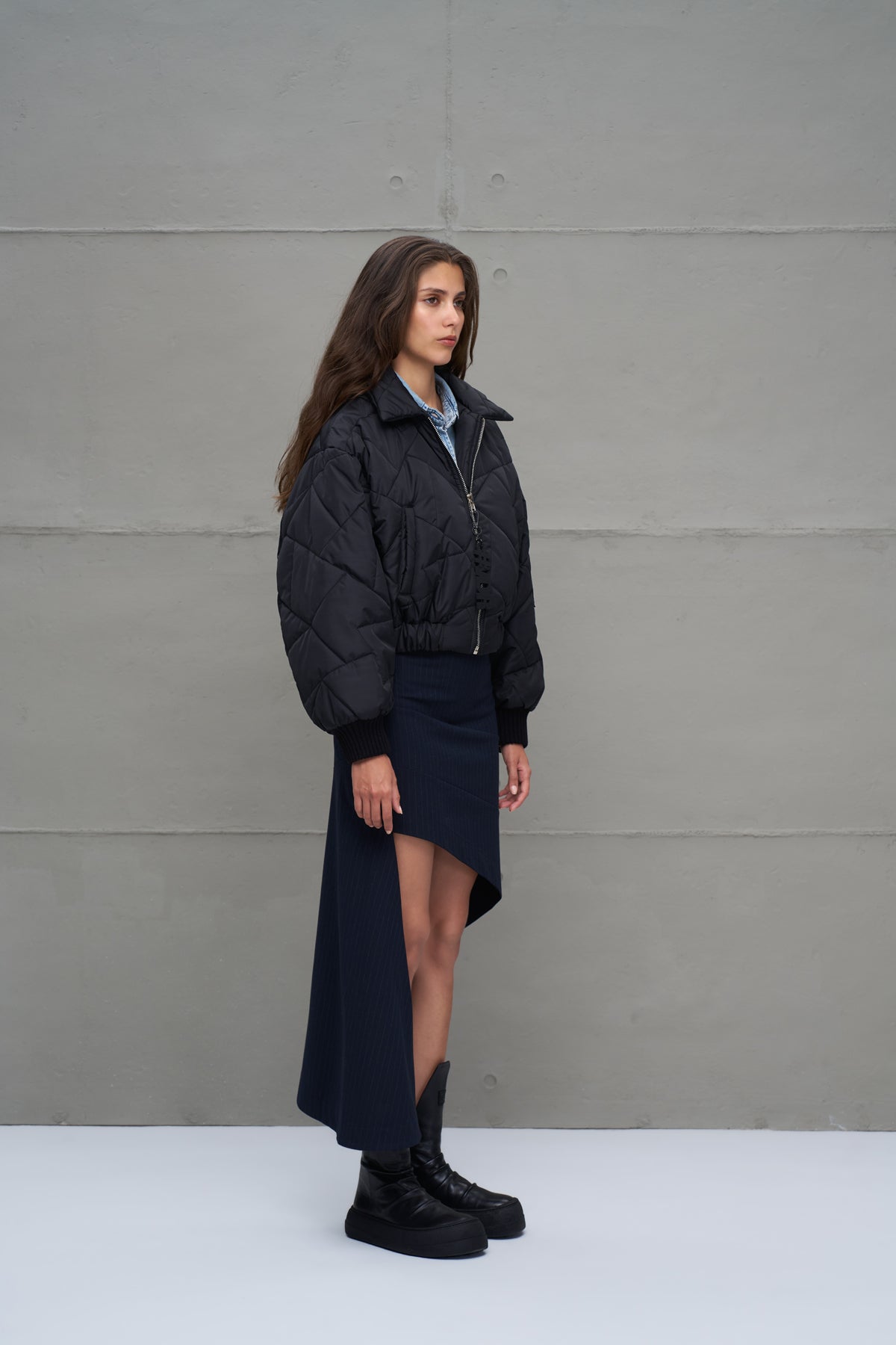 Siyah Sisme Bomber Ceket 18138